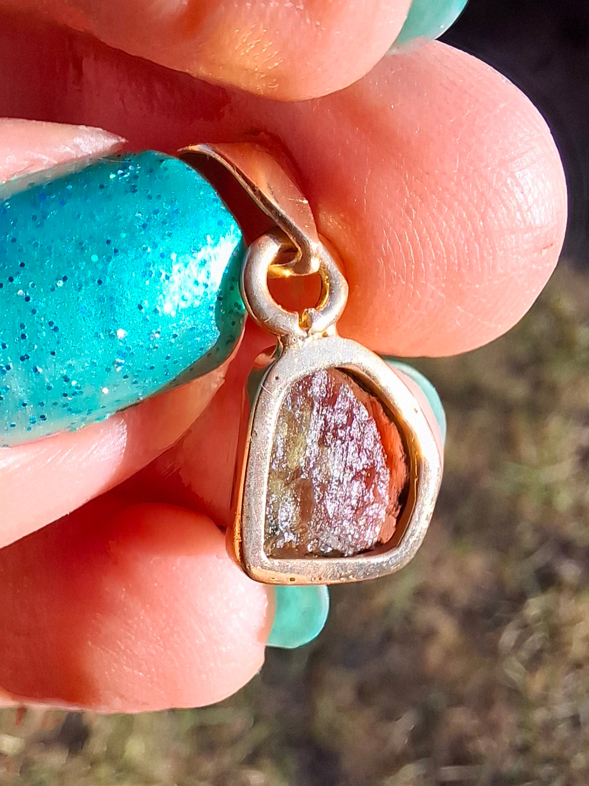 Moldavite Pendant, 14K GOLD Plated, Tektite (Ref: P448)