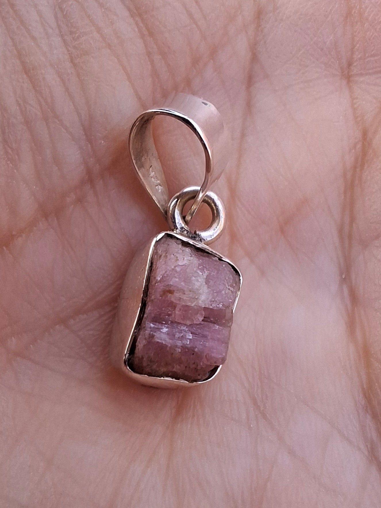 Pink Tourmaline Pendant, 925 Silver, Crystal (Ref: PT81)