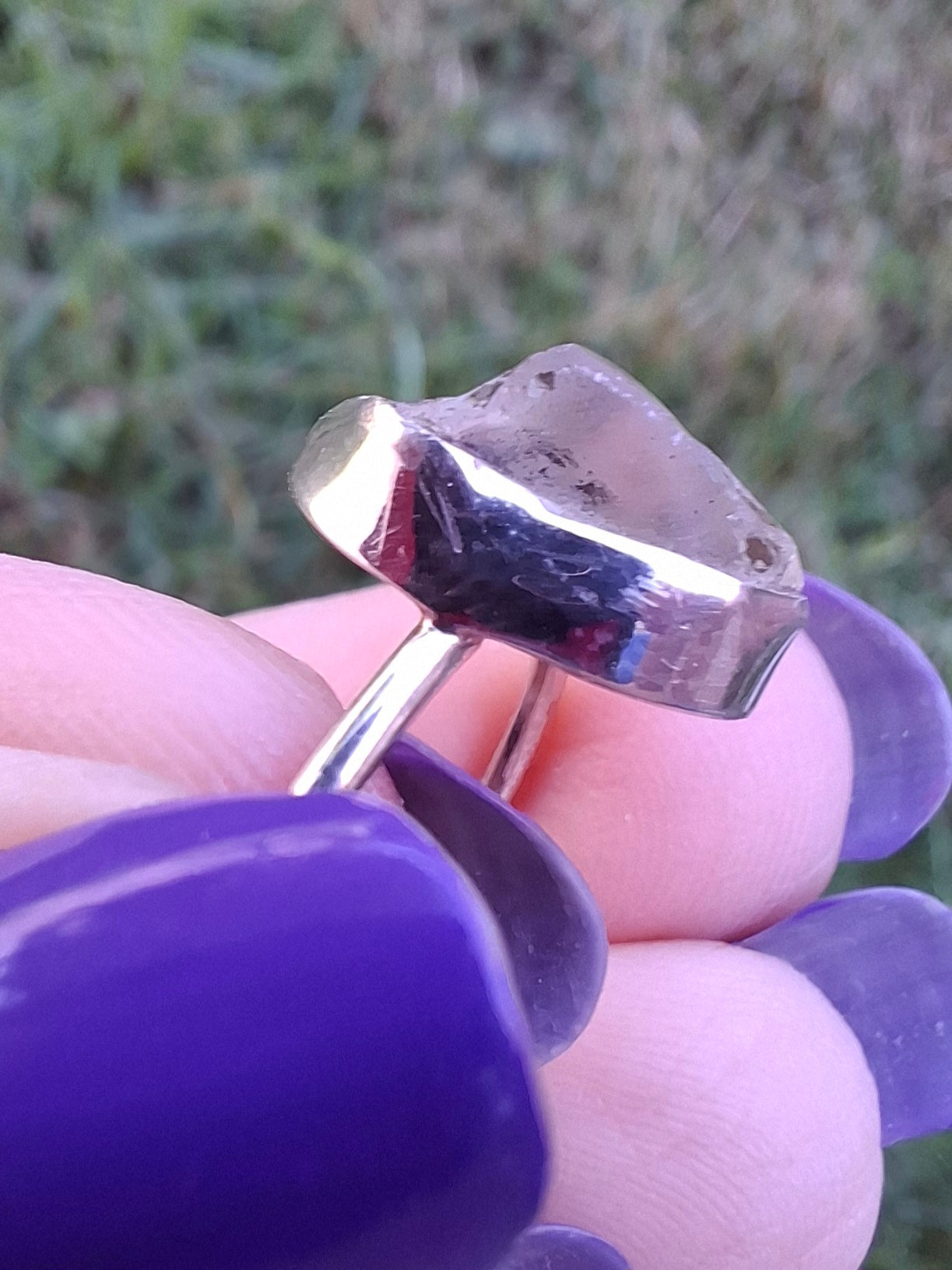 Libyan Desert Glass Ring, size small R, 925 Silver, Tektite (Ref: LR38)
