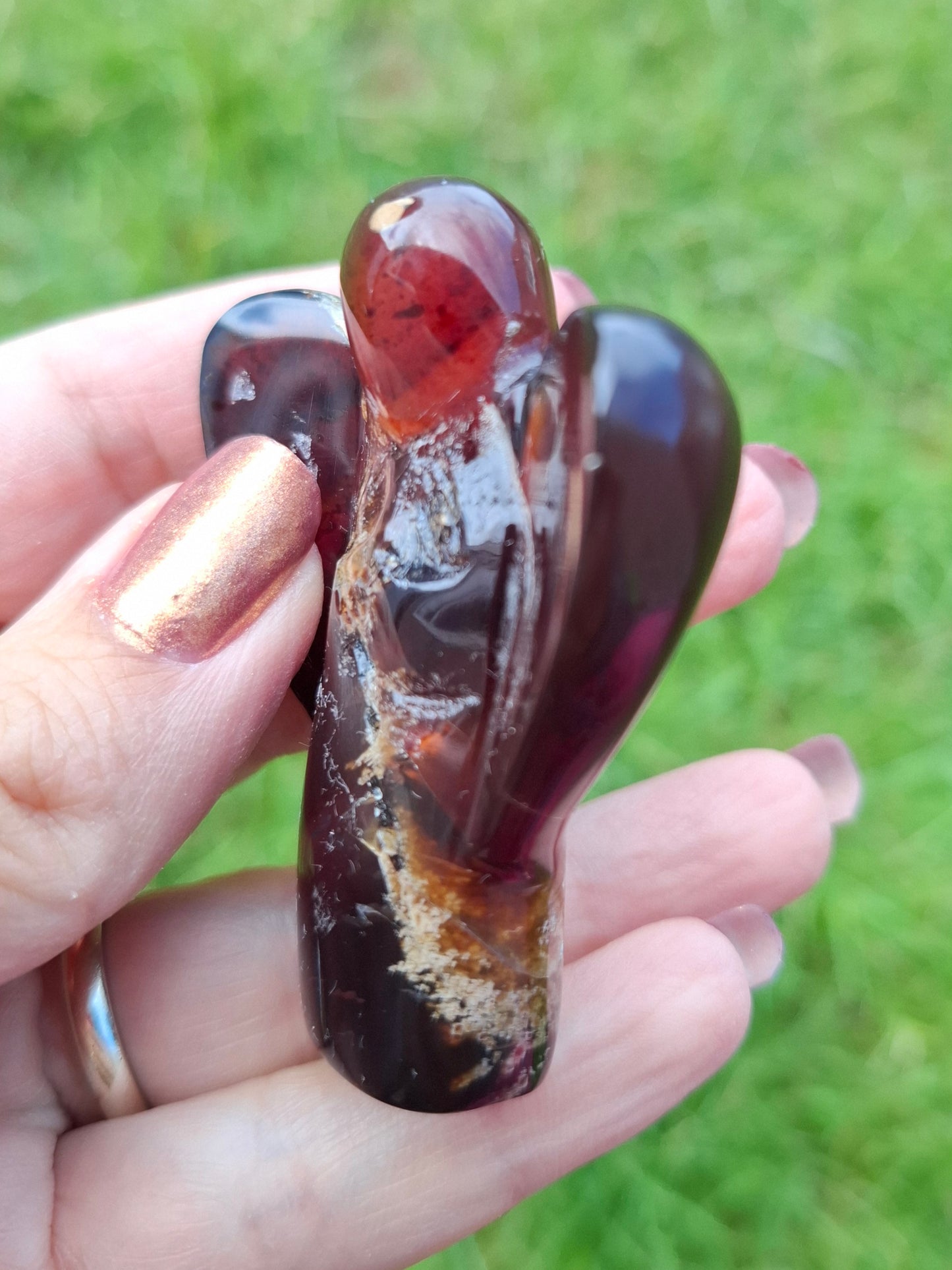 Red Amber Angel, 26.36g, carving, Fossil (Ref: AA1)