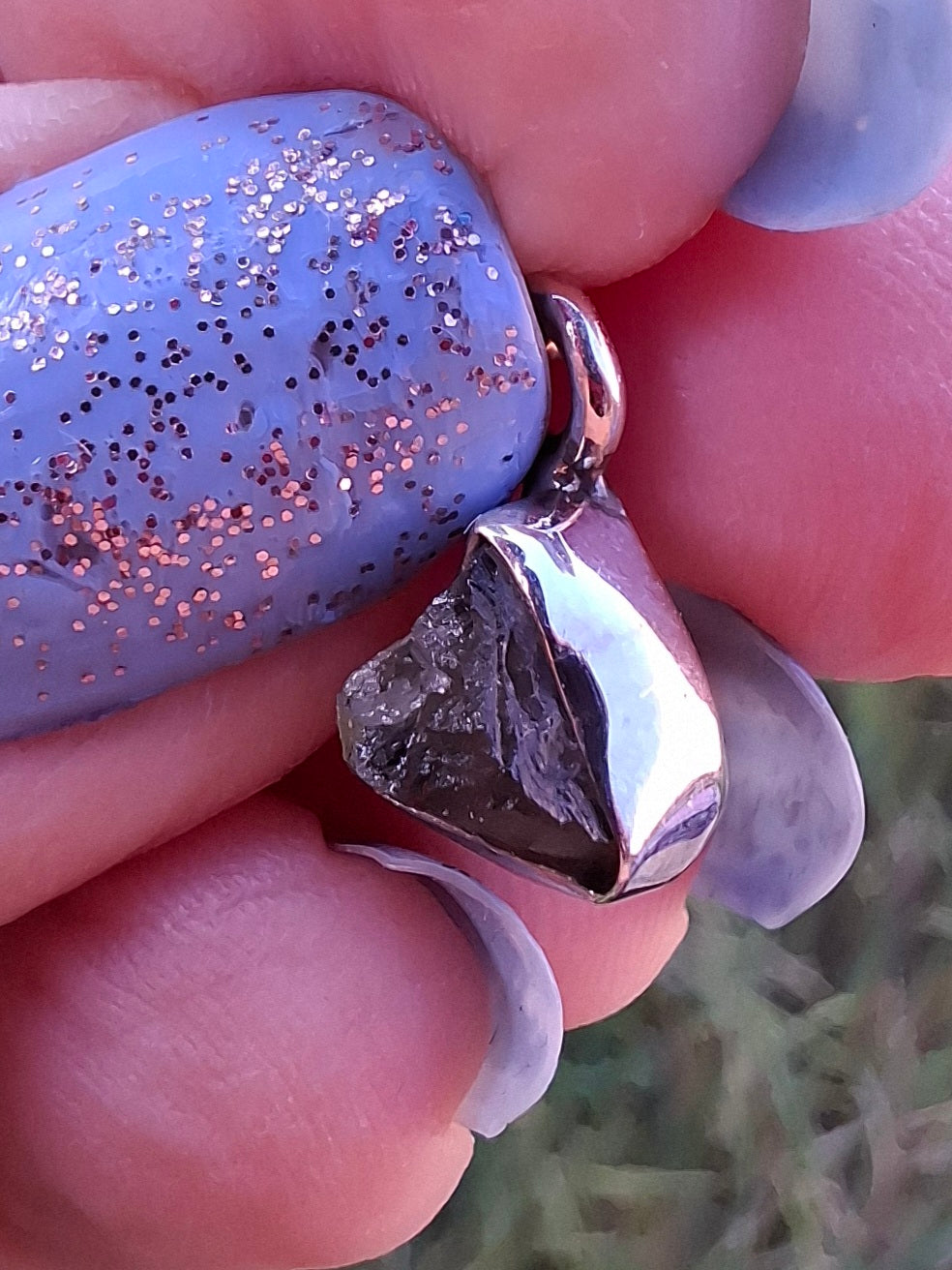 Moldavite Pendant, 925 Silver, Tektite (Ref: P83)