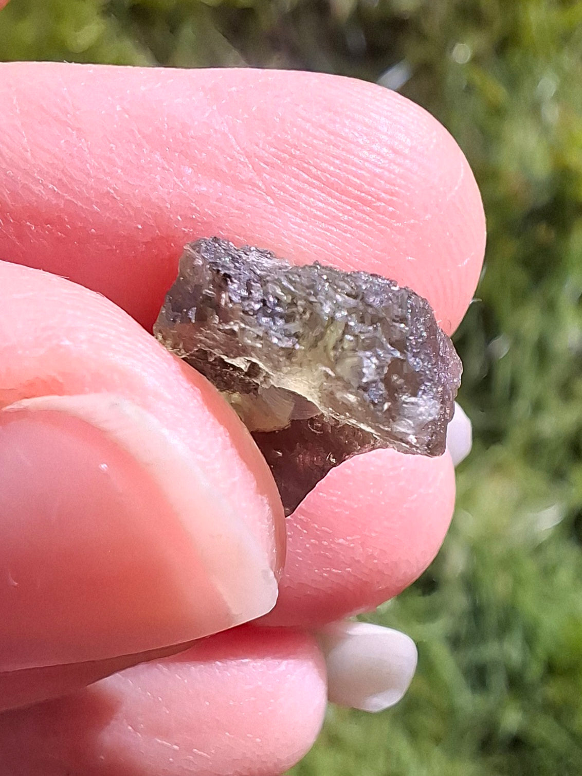 DRILLED Moldavite Piece, 1g, Tektite (Ref: D12)