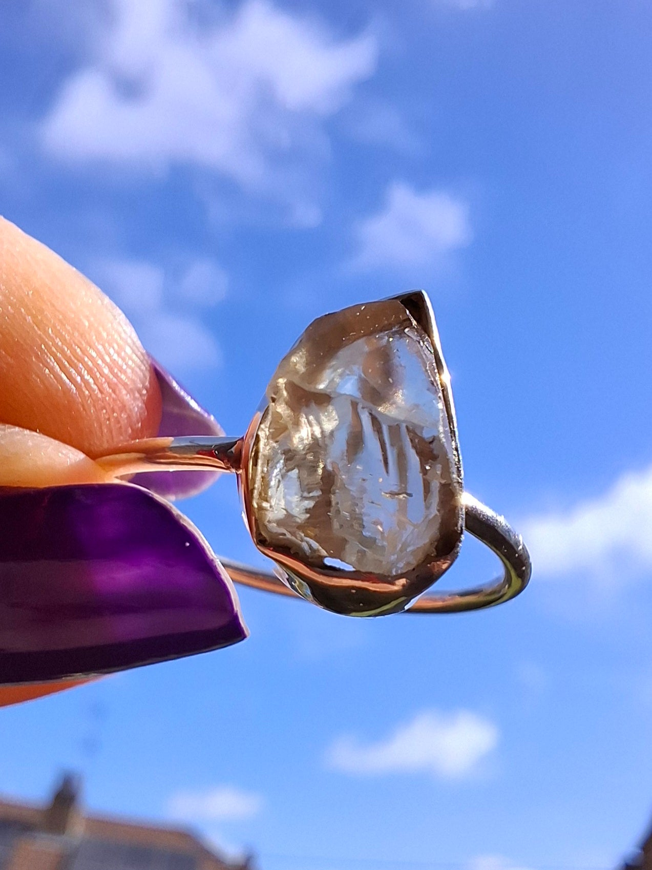 Libyan Desert Glass Ring, size large T, 925 Silver, Tektite (Ref: LR48)