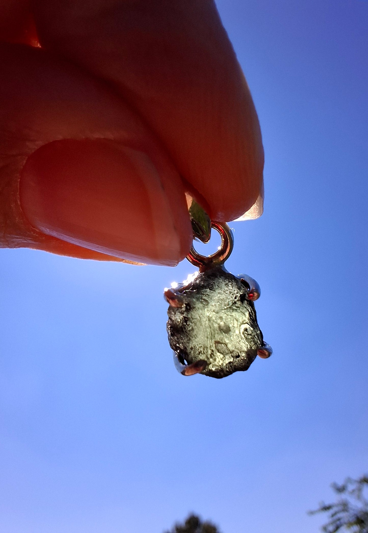 Moldavite Claw Pendant, 925 Silver, Tektite (Ref: P17)