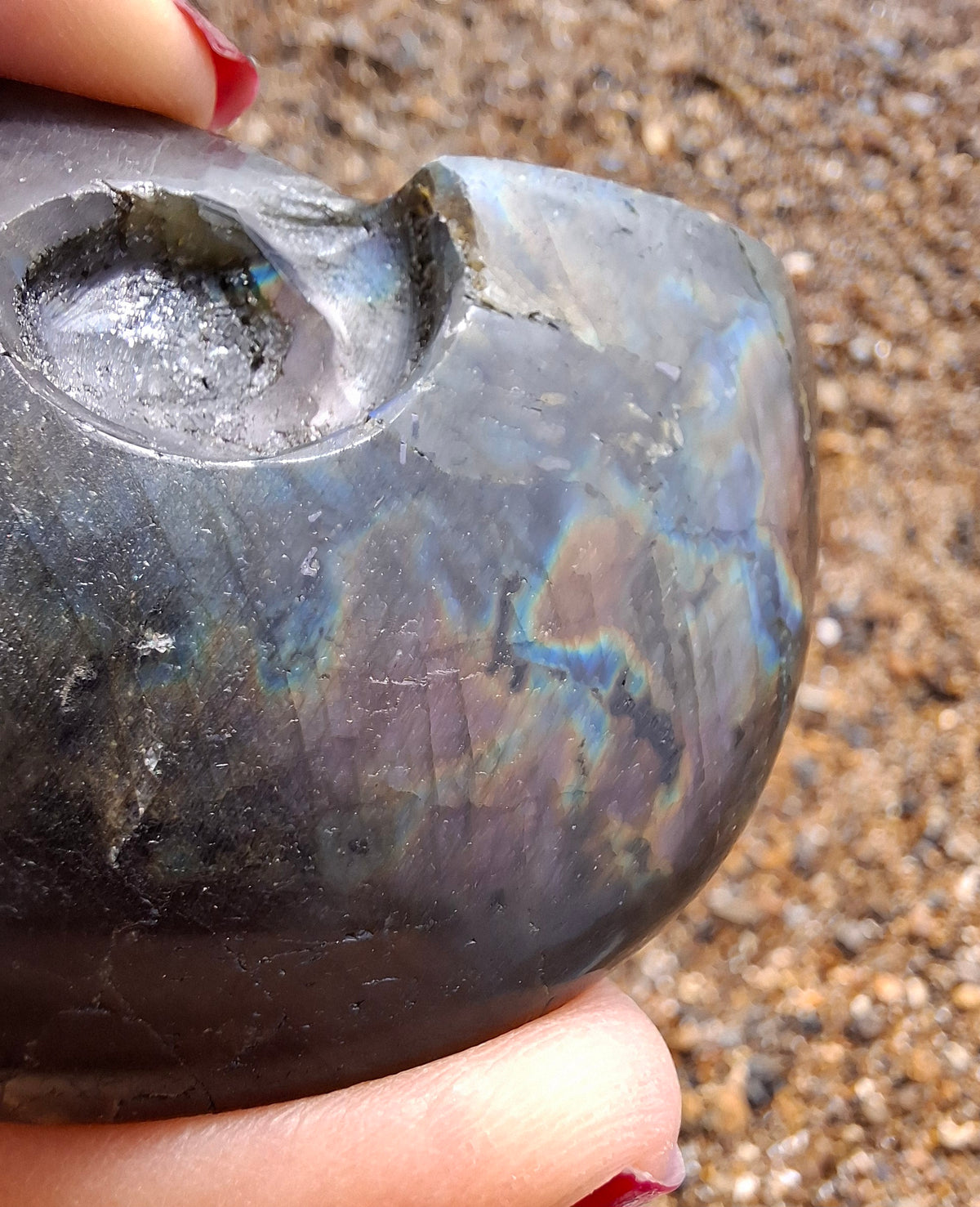 Labradorite Ammonite Carving, 89.31g, Crystal (Ref: laba6)