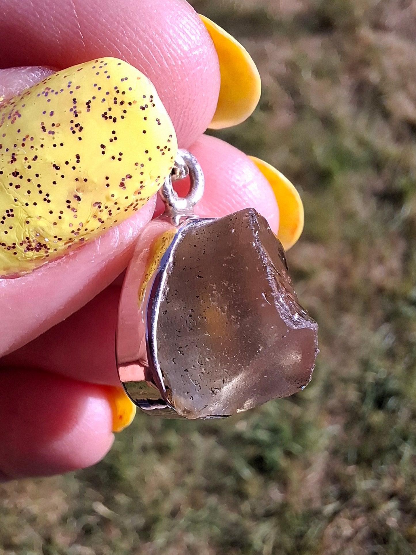 Libyan Desert Glass Pendant, 925 Silver, Tektite (Ref: LP76)