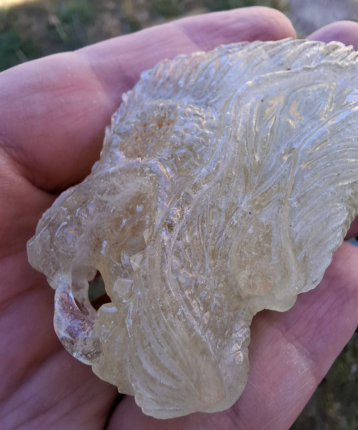 Libyan Desert Glass DRAGON HEAD Carving, 75.84g, Tektite (Ref: Dragon1)