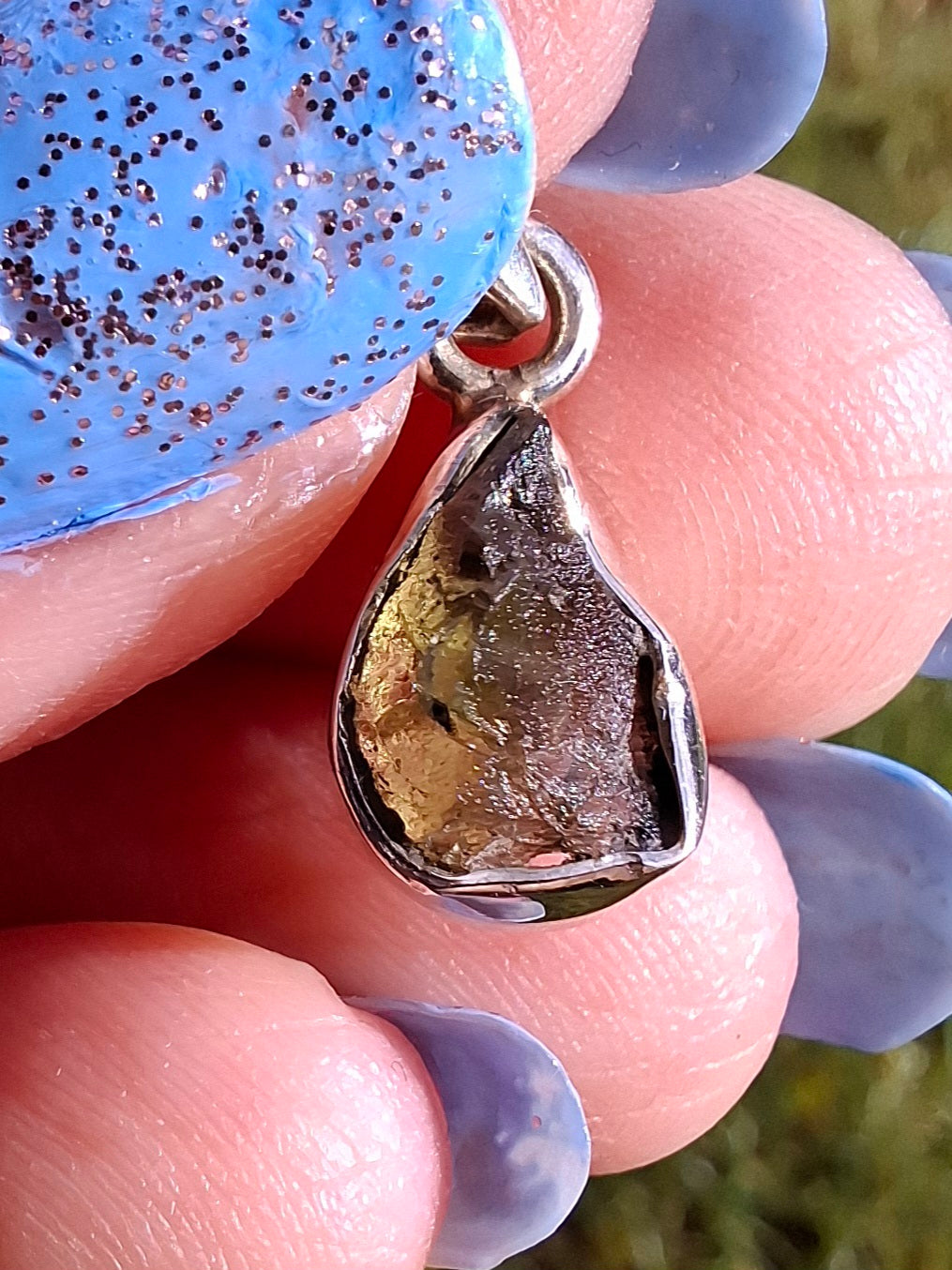 Moldavite Pendant, 925 Silver, Tektite (Ref: P42)