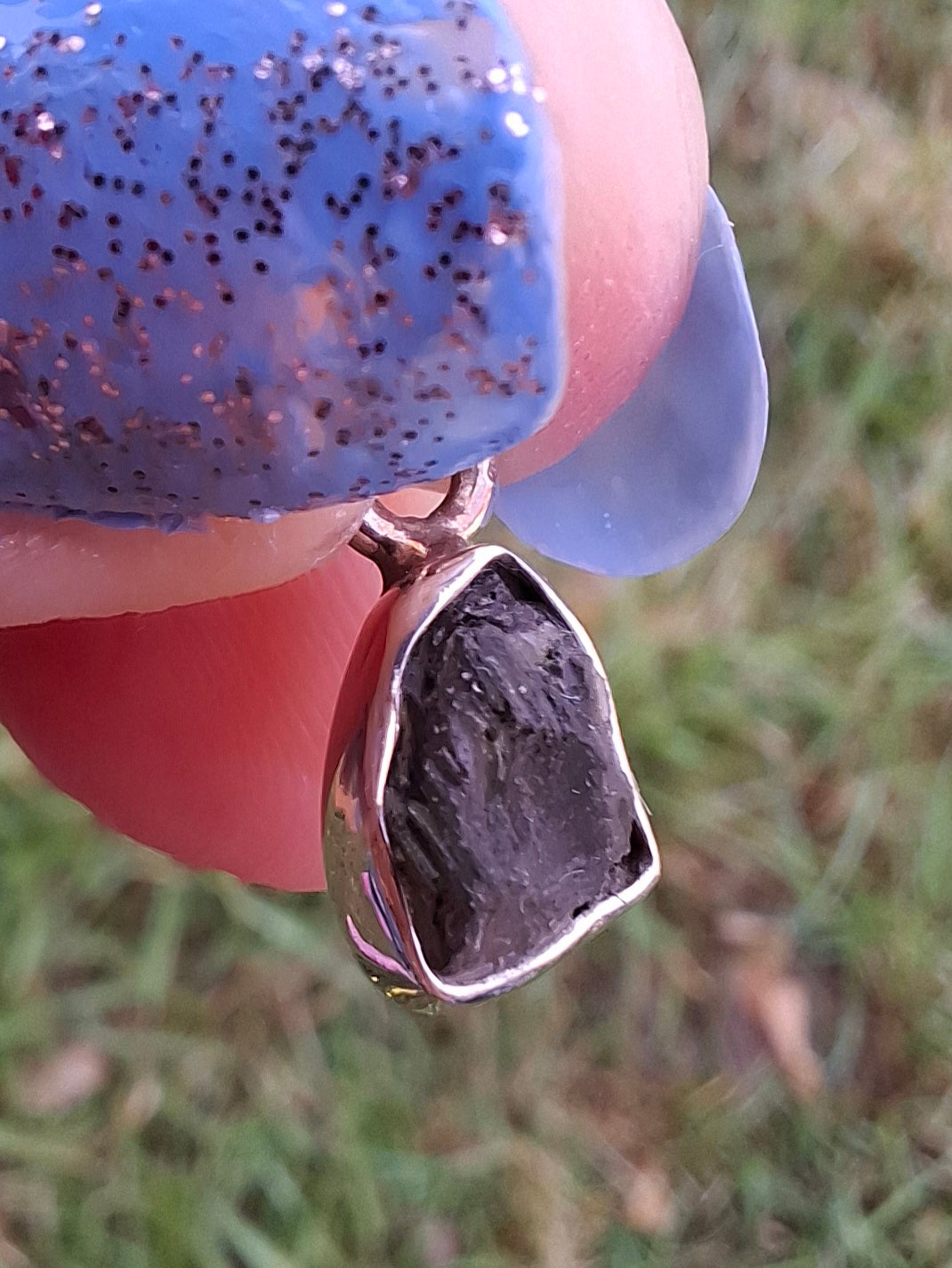 Moldavite Piece, 925 Silver, Tektite (Ref: P54)
