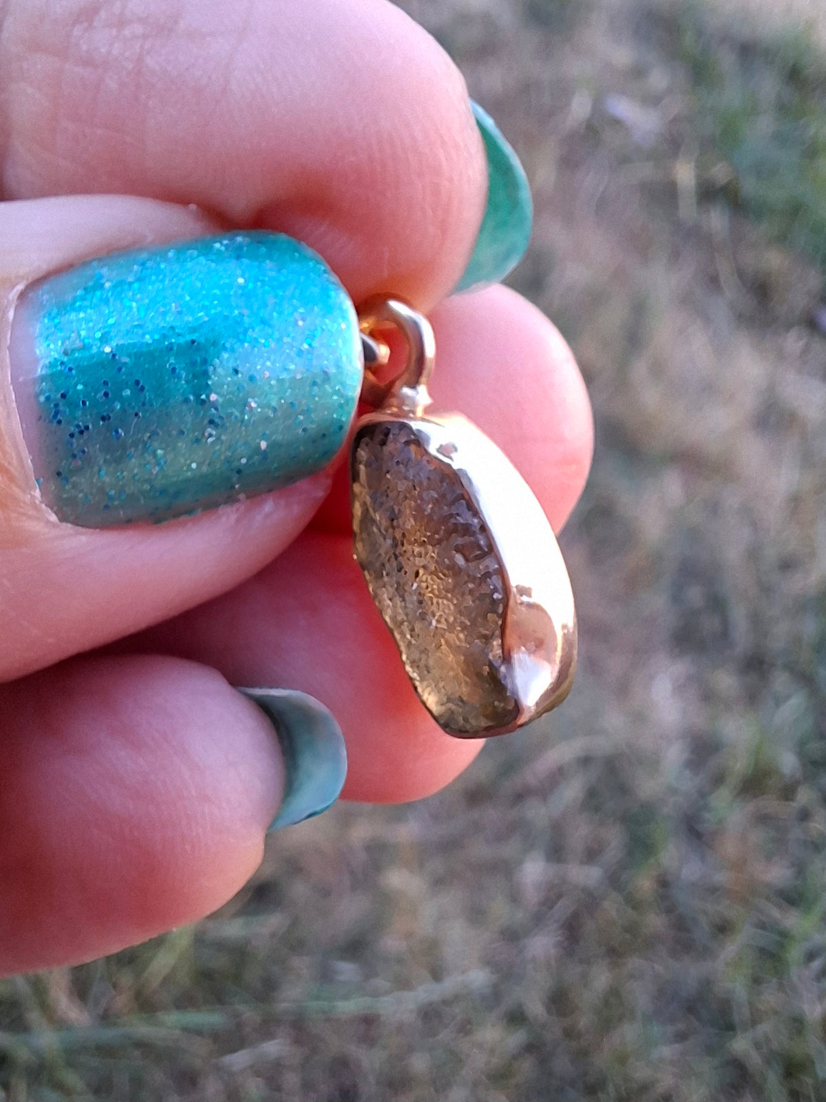 Moldavite Pendant, 14K GOLD Plated, Tektite (Ref: P450)