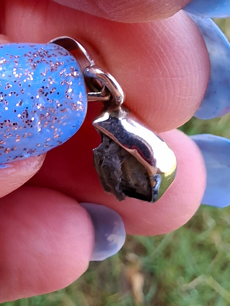 Moldavite Pendant, 925 Silver, Tektite (Ref: P47)