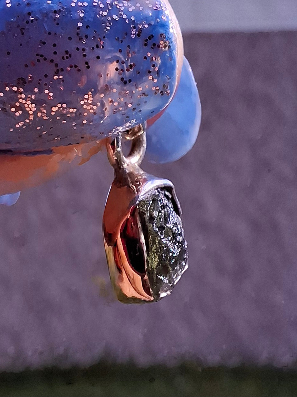Moldavite Pendant, 925 Silver, Tektite (Ref: P61)