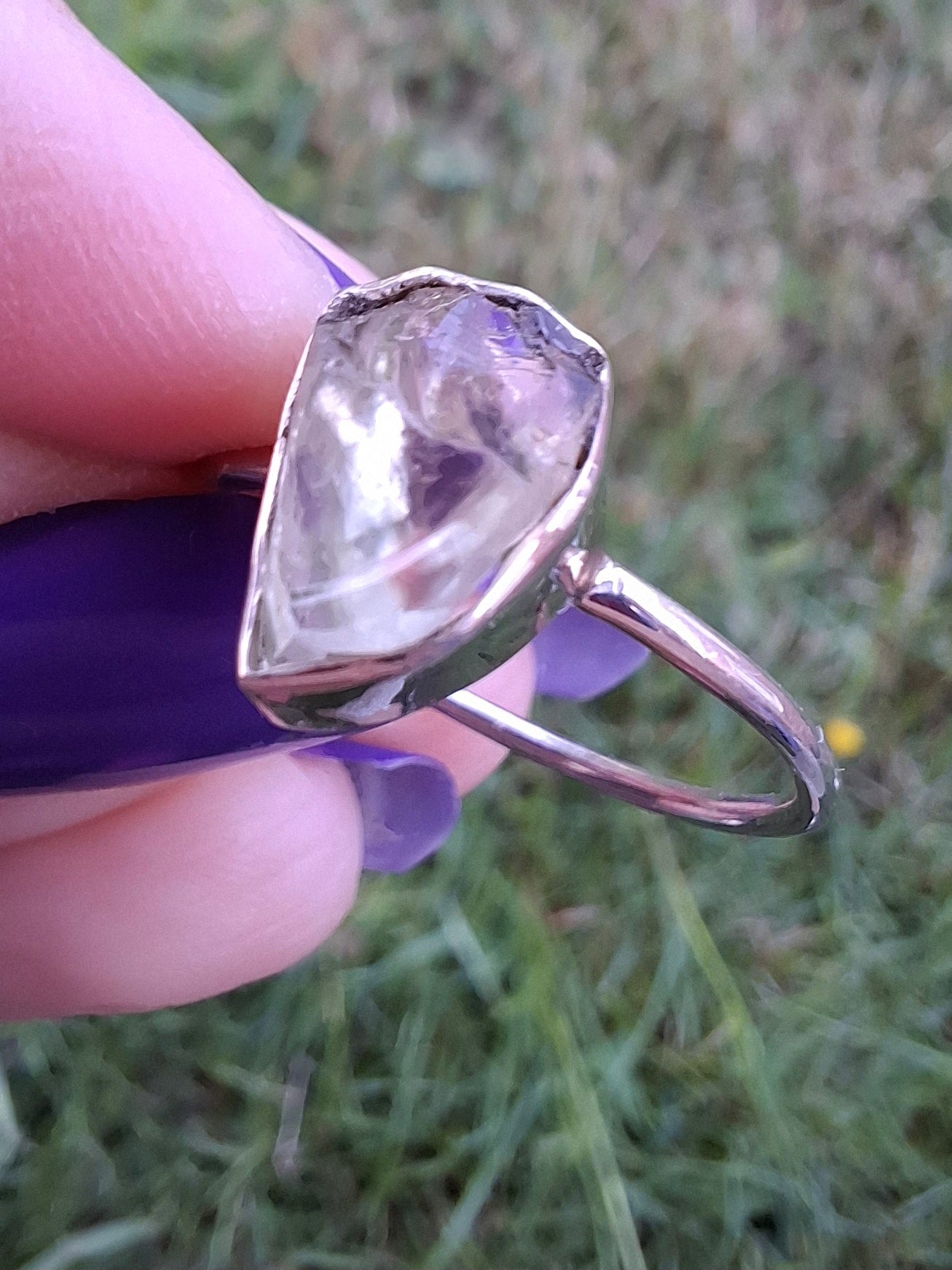 Libyan Desert Glass Ring, size large T, 925 Silver, Tektite (Ref: LR48)