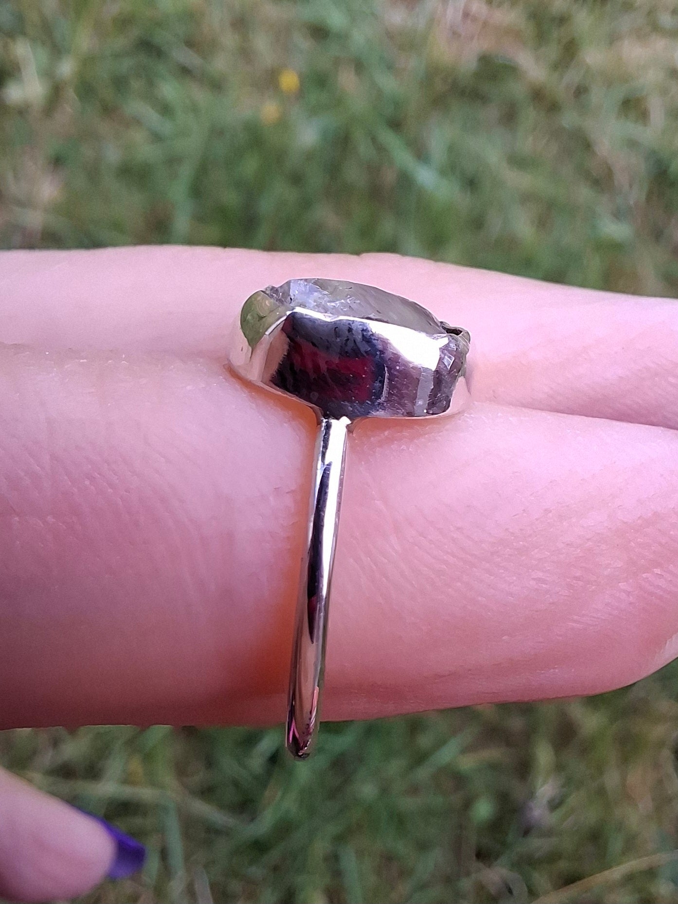 Libyan Desert Glass Ring, size large G/small H, 925 Silver, Tektite (Ref: LR5)