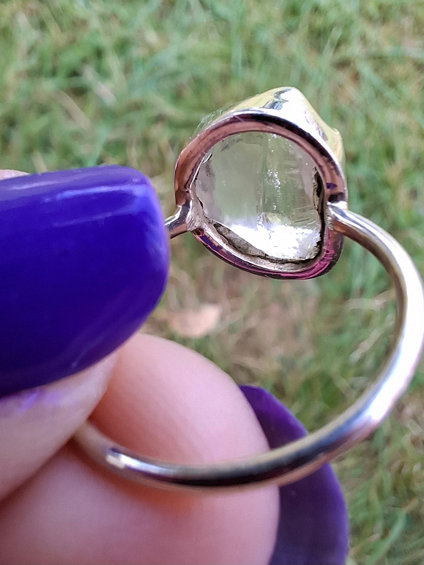 Libyan Desert Glass Ring, size large M, 925 Silver, Tektite (Ref: LR20)