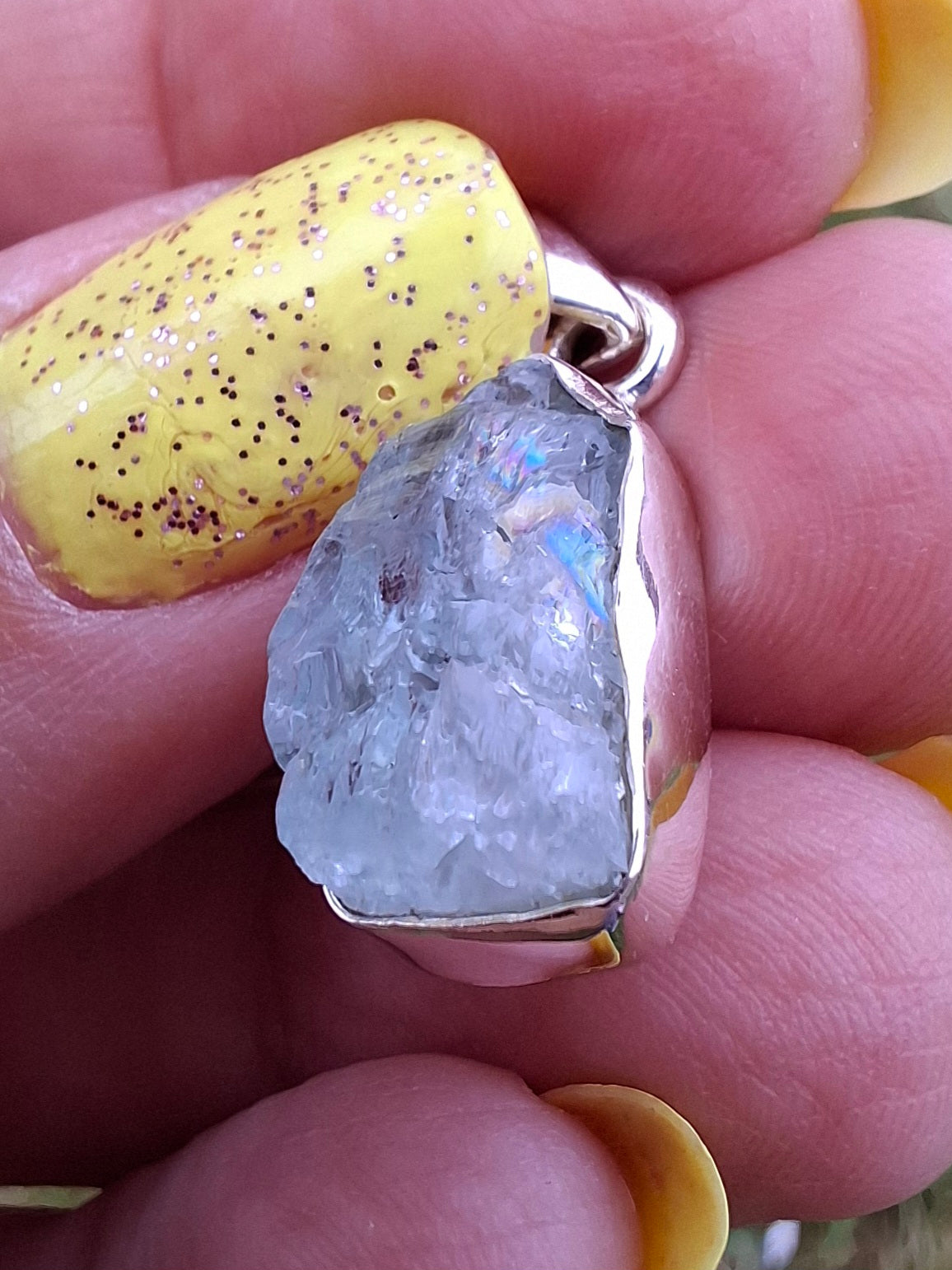 Aquamarine Pendant, 925 Silver, Crystal 🌈 (Ref: AQ4)