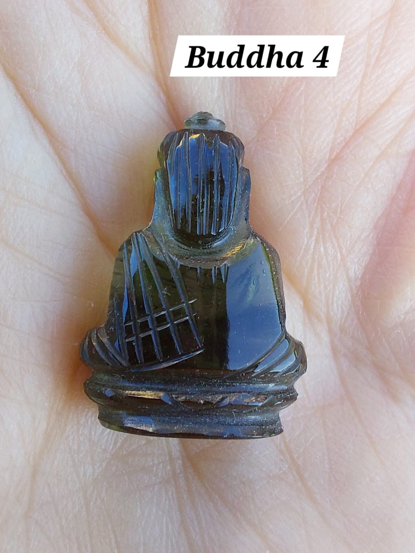 Moldavite BUDDHA Carving, 2.71g, Tektite (Ref: Buddha4)
