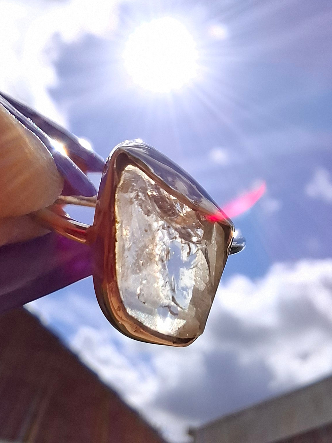 Libyan Desert Glass Ring, size large O, 925 Silver, Tektite (Ref: LR23)