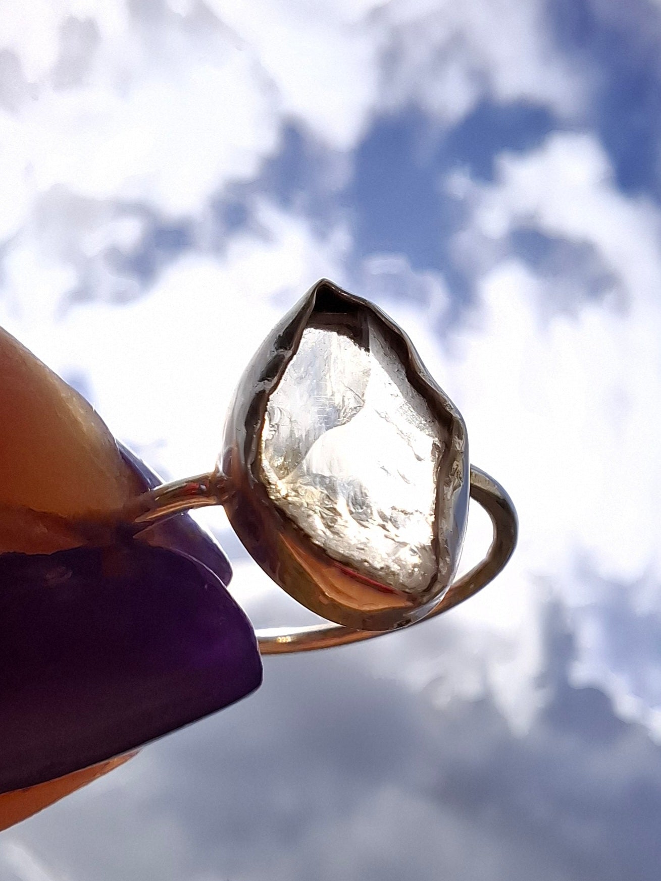 Libyan Desert Glass Ring, size small R, 925 Silver, Tektite (Ref: LR41)