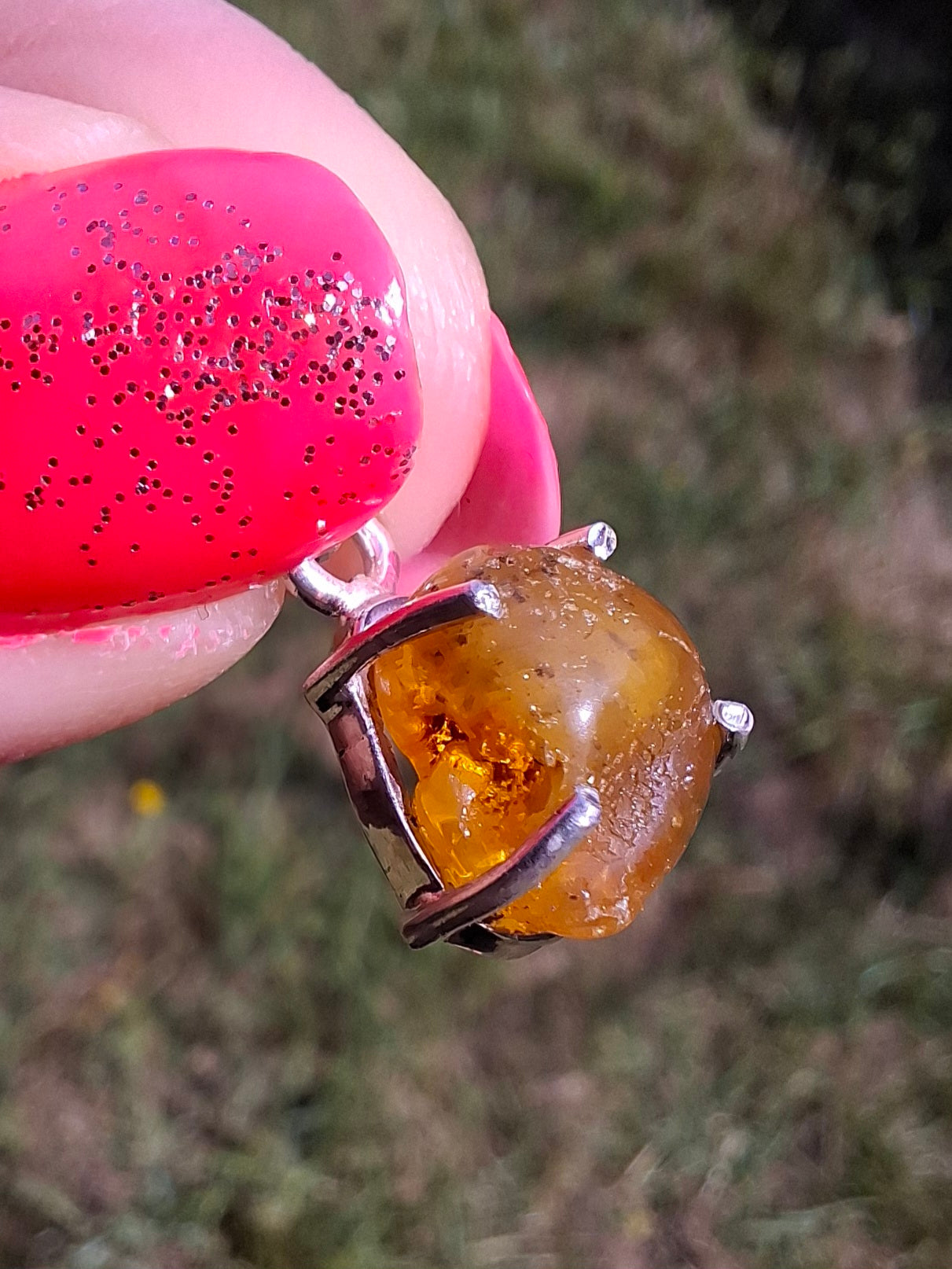 Baltic Amber Pendant, 925 Silver, Fossil (Ref: AP17)
