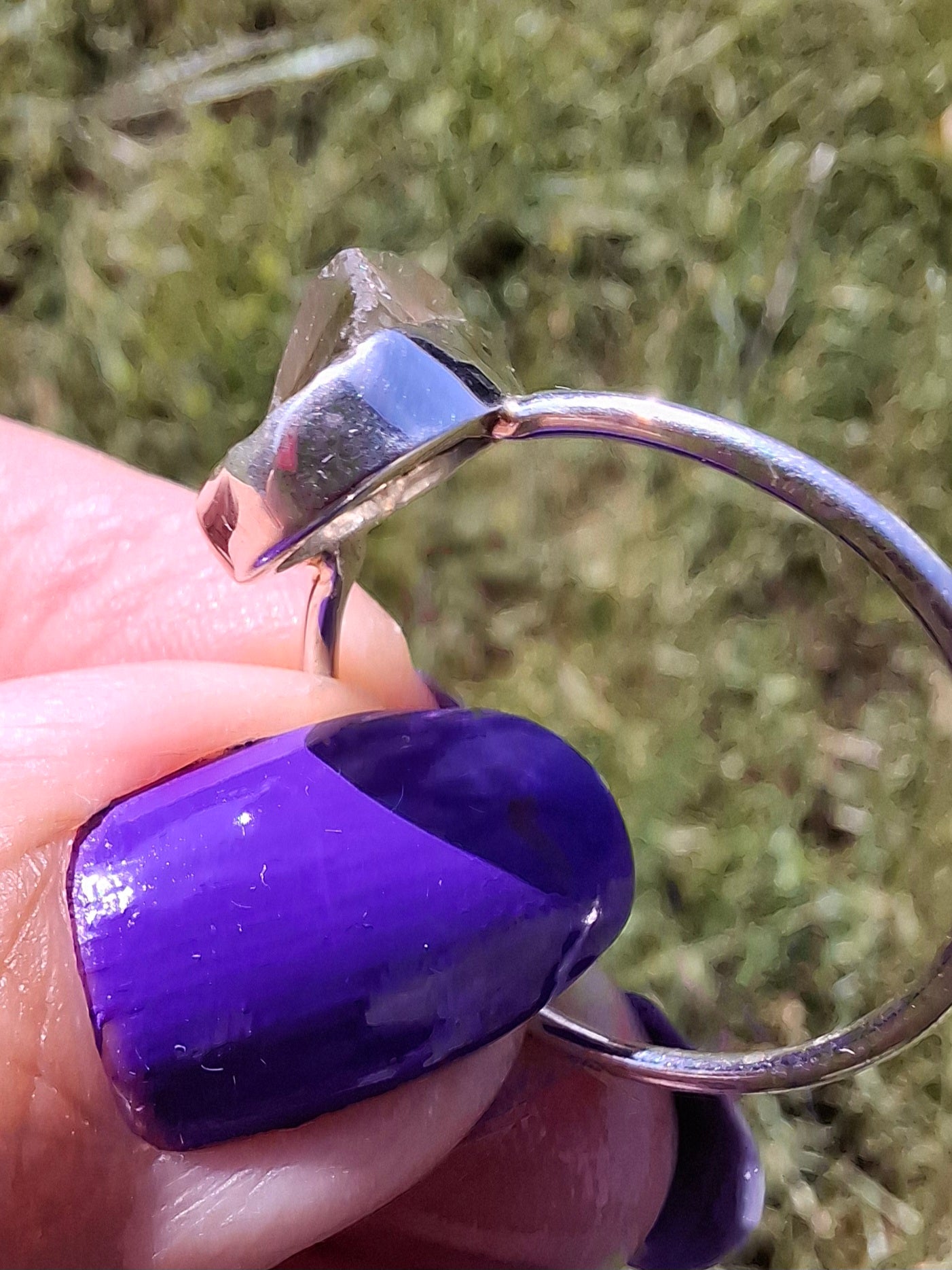 Libyan Desert Glass Ring, size large V, 925 Silver, Tektite (Ref: LR57)