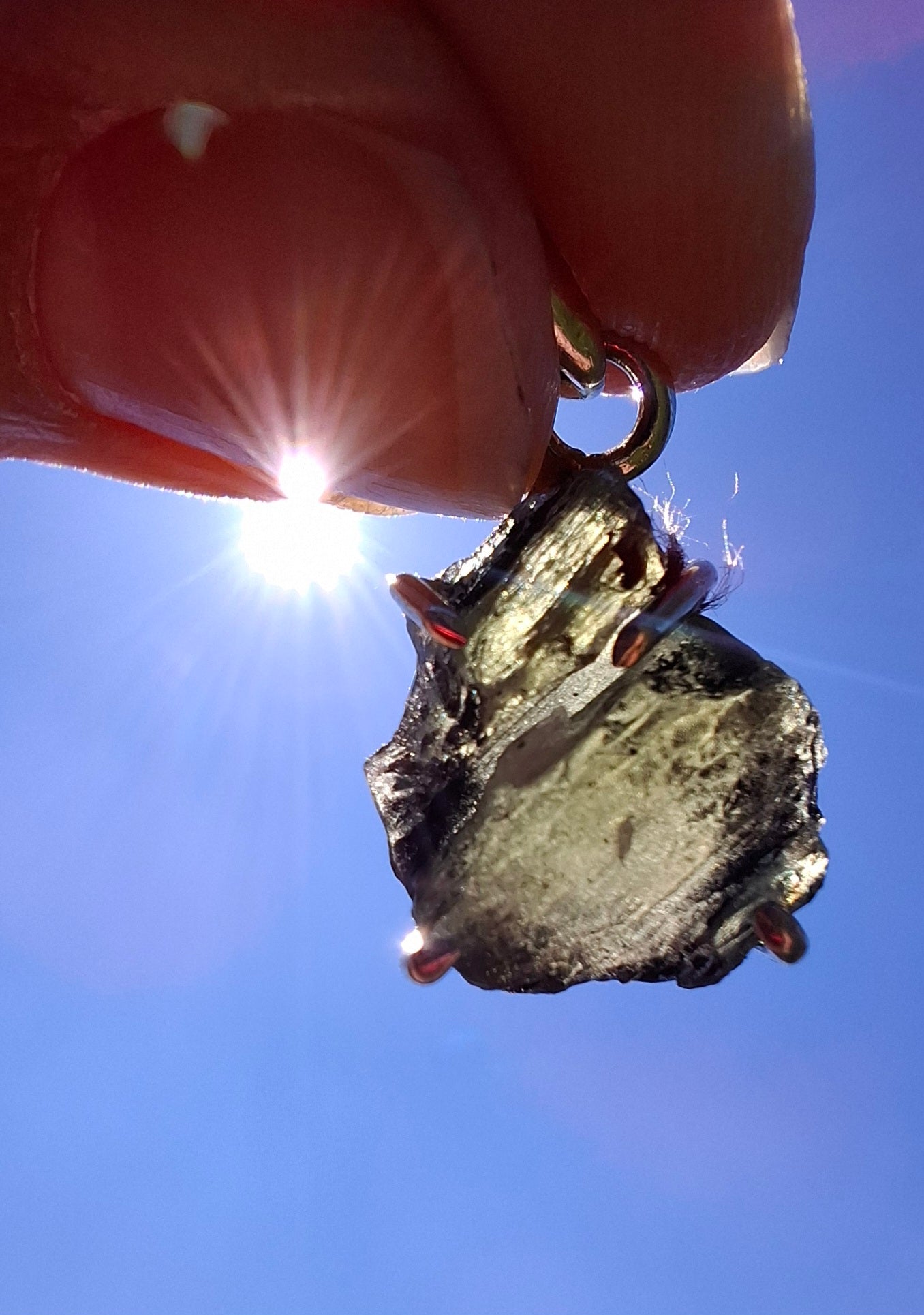 Moldavite Claw Pendant, 925 Silver, Tektite (Ref: P26)