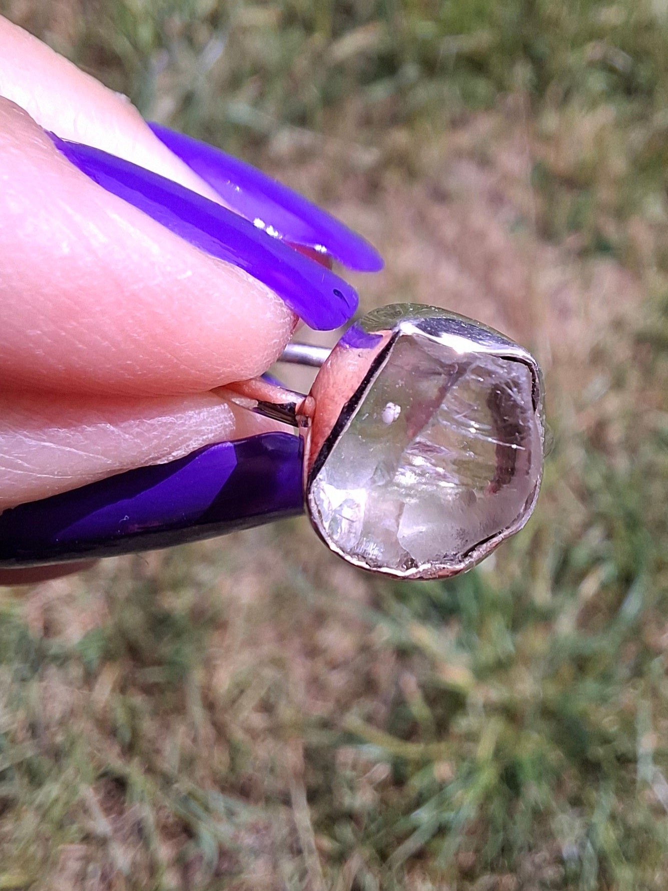 Libyan Desert Glass Ring, size large J, 925 Silver, Tektite (Ref: LR9)