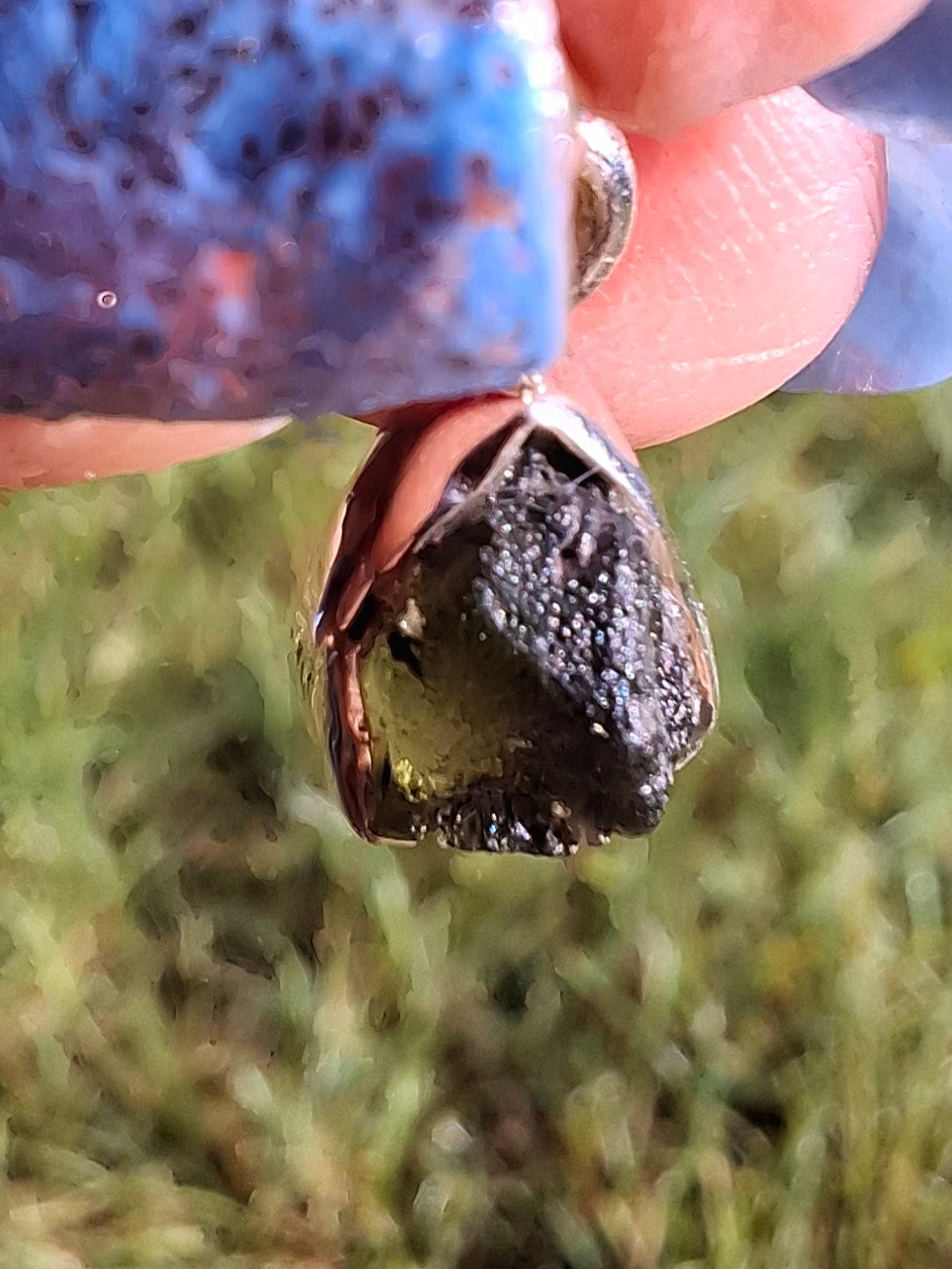 Moldavite Pendant, 925 Silver, Tektite (Ref: P59)