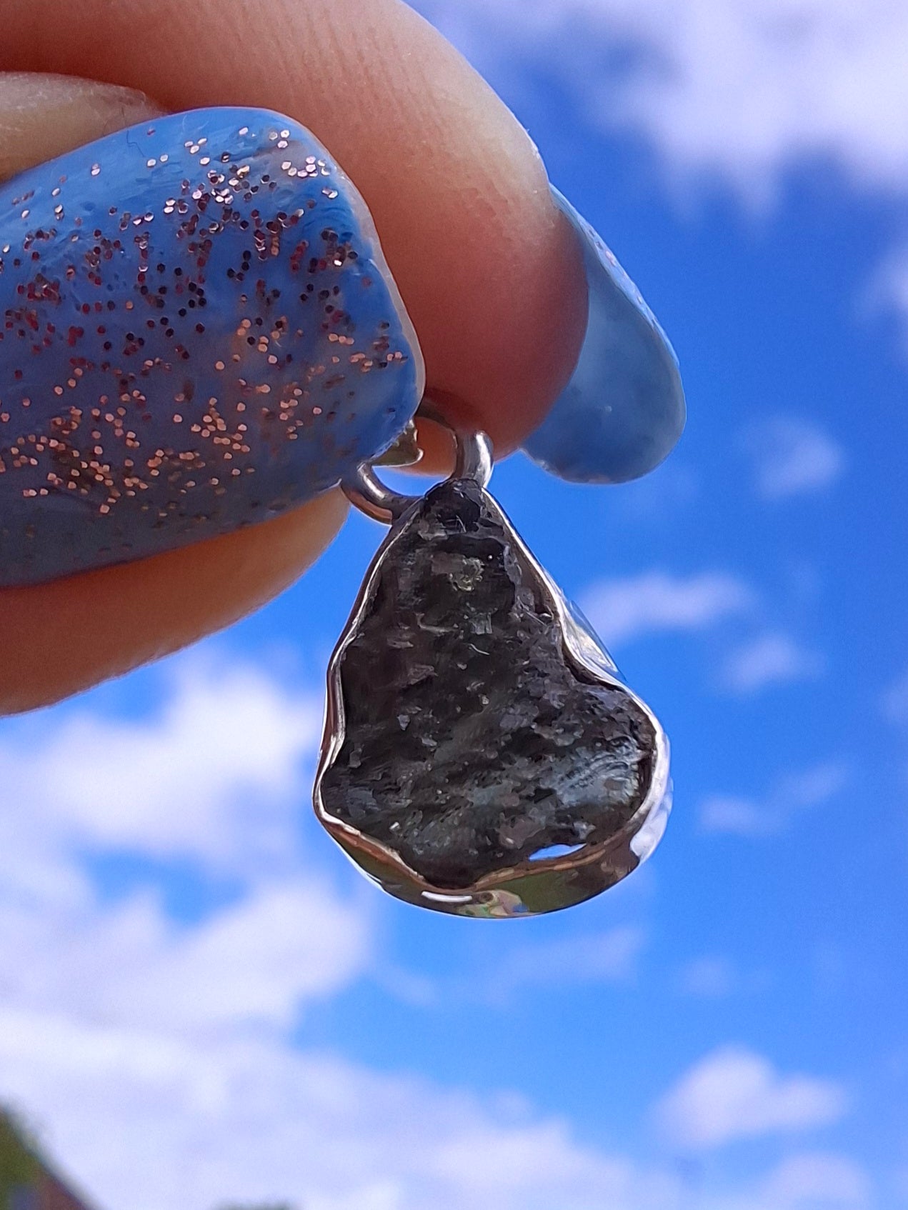 Moldavite Pendant, 925 Silver, Tektite (Ref: P64)