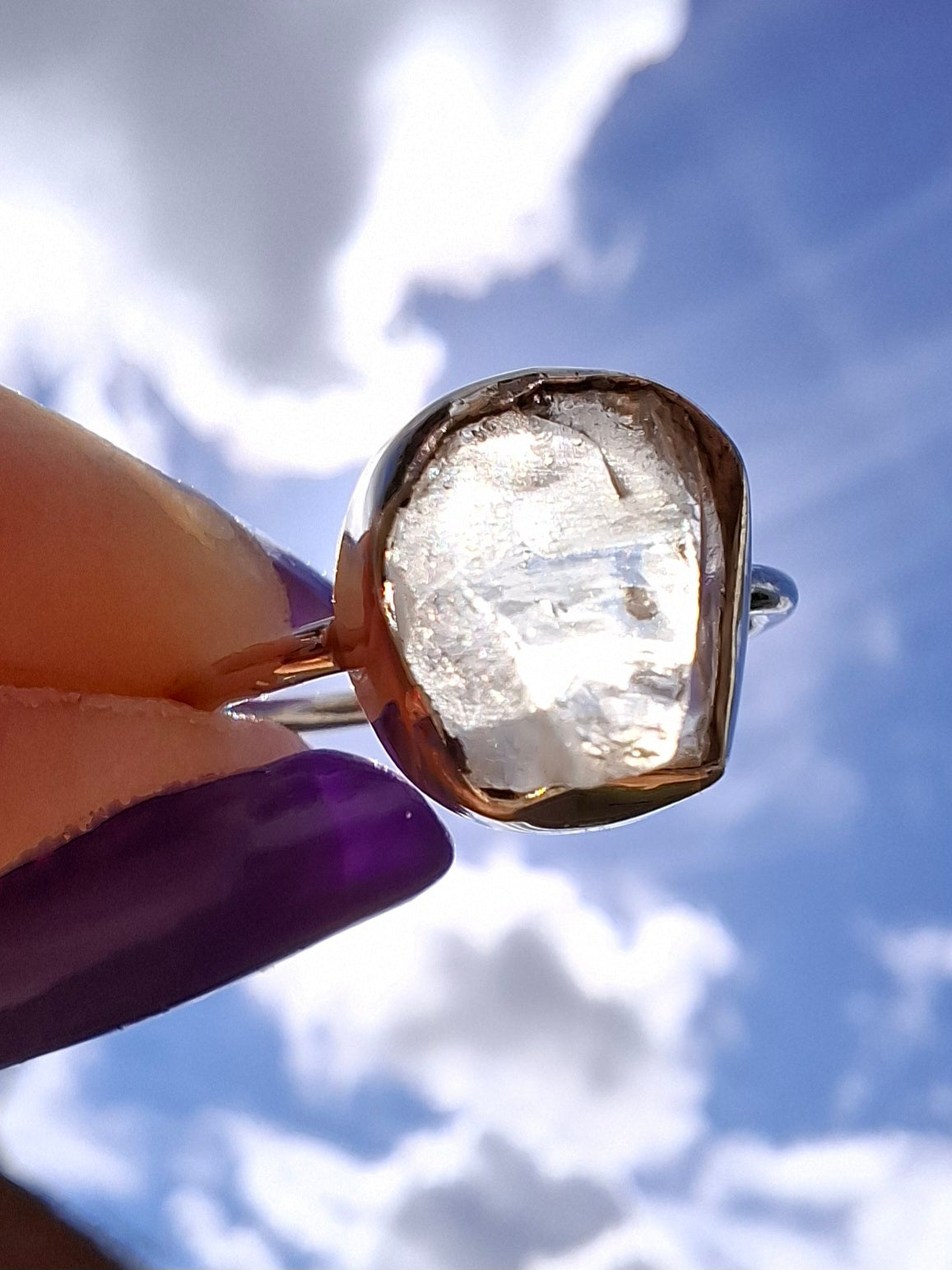 Libyan Desert Glass Ring, size large J, 925 Silver, Tektite (Ref: LR9)