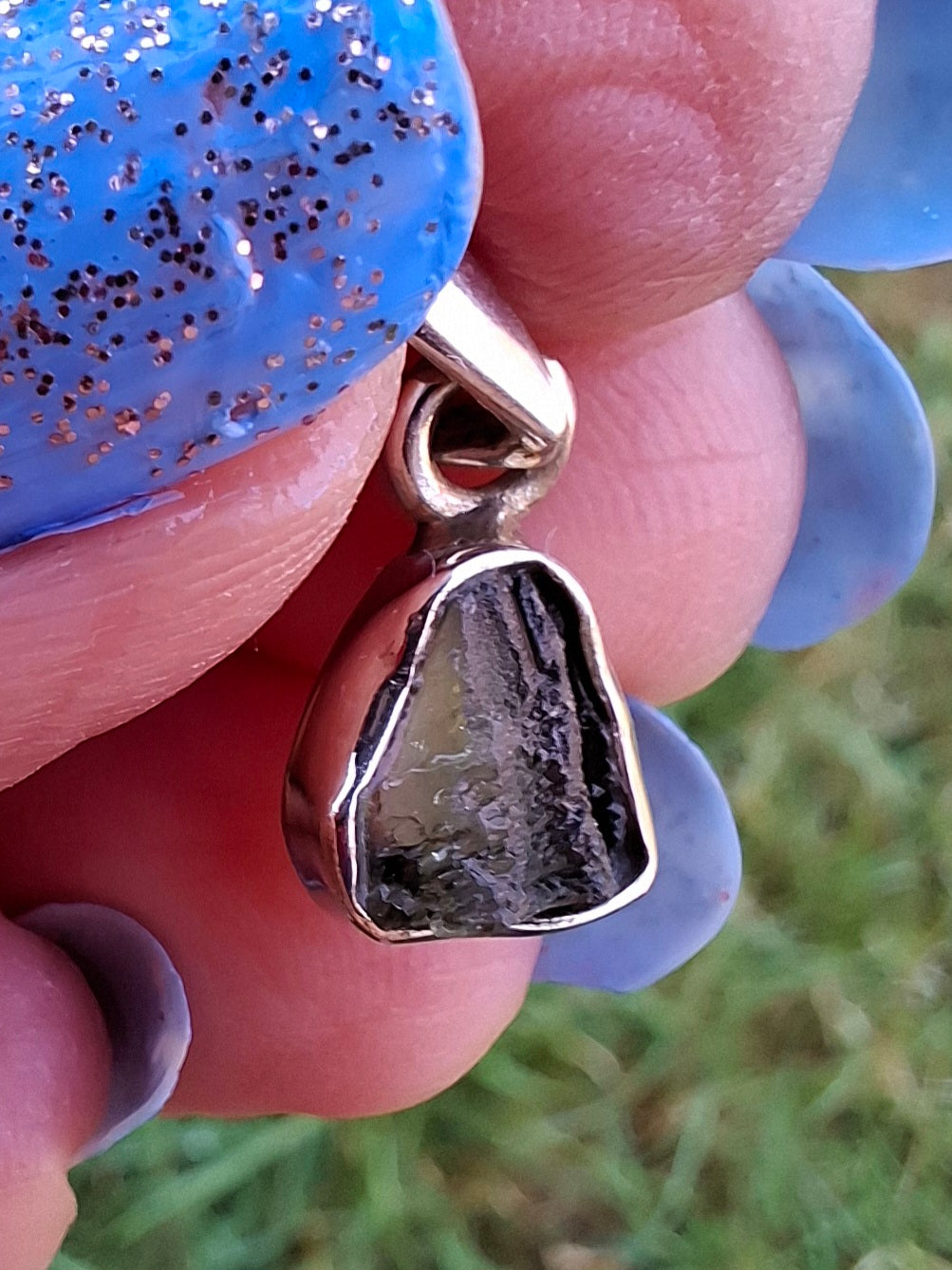 Moldavite Pendant, 925 Silver, Tektite (Ref: P55)