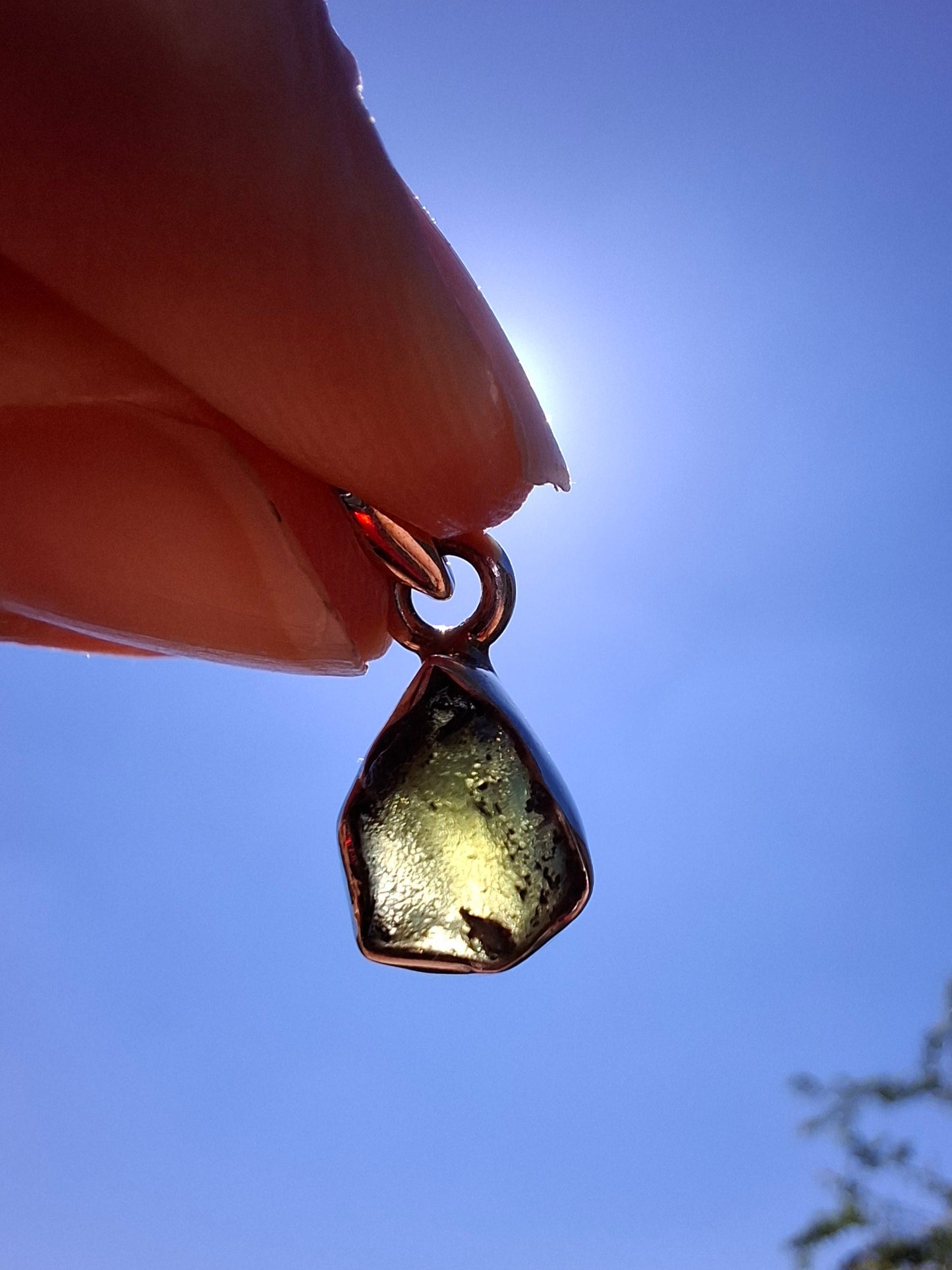 Moldavite Pendant, 925 Silver, Tektite (Ref: P59)