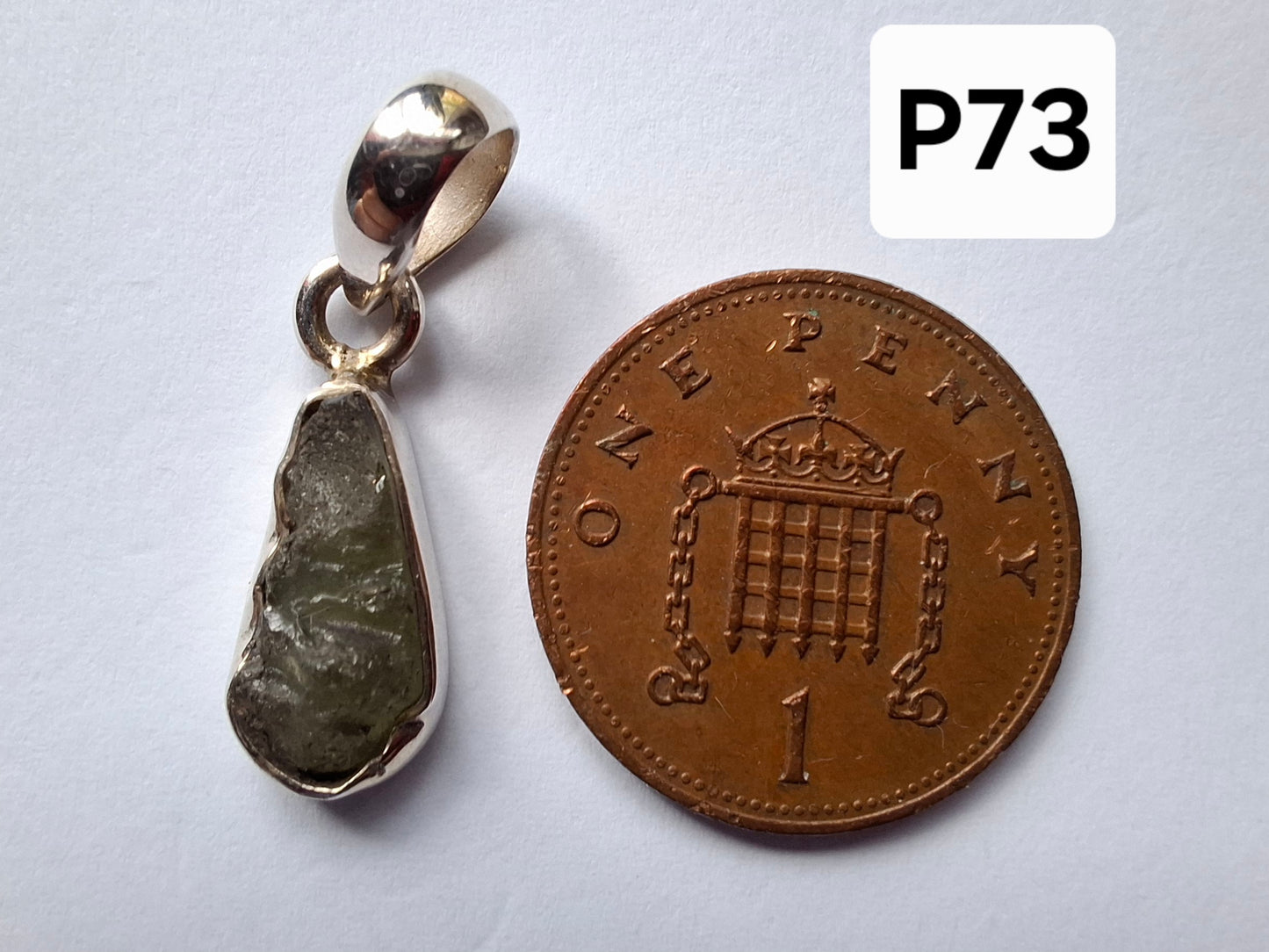 Moldavite Pendant, 925 Silver, Tektite (Ref: P73)