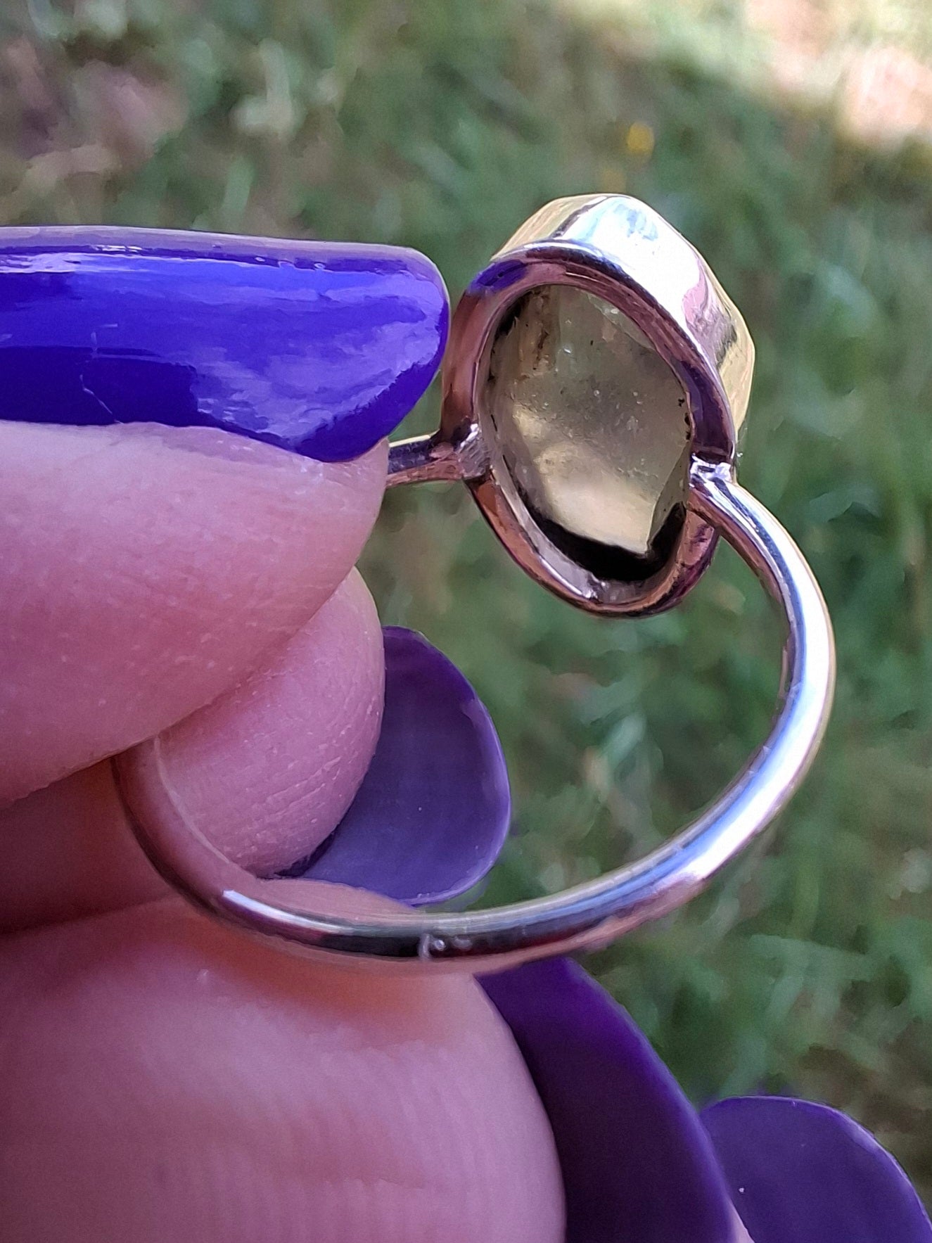 Libyan Desert Glass Ring, size K, 925 Silver, Tektite 🌈 (Ref: LR12)