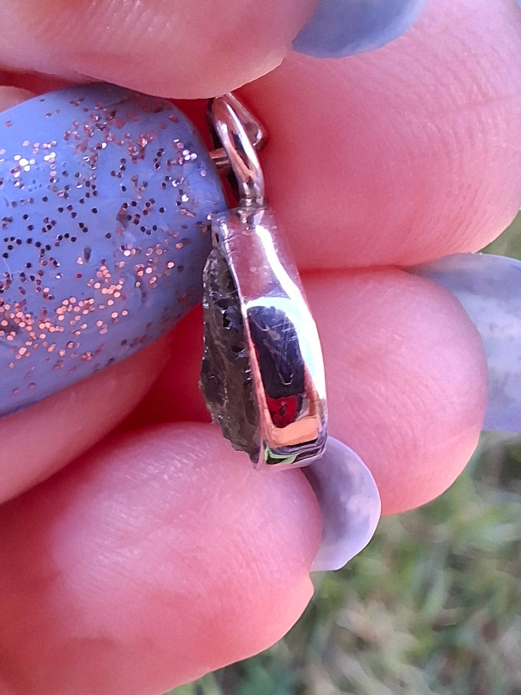 Moldavite Pendant, 925 Silver, Tektite (Ref: P88)