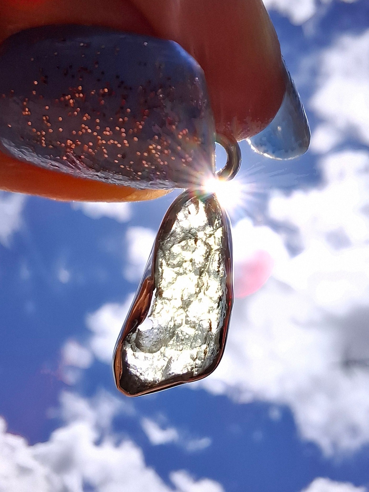Moldavite Pendant, 925 Silver, Tektite (Ref: P94)