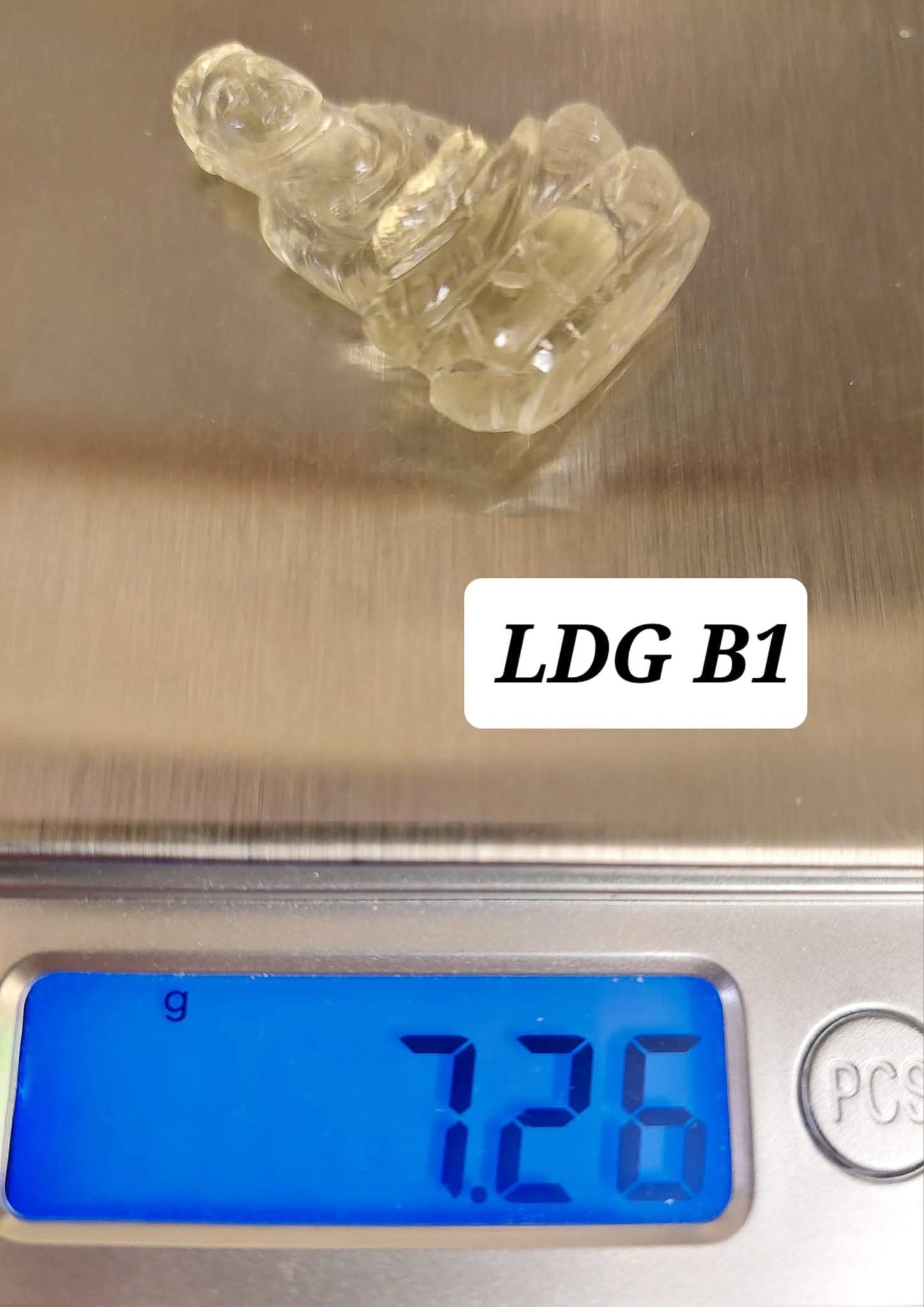 Libyan Desert Glass BUDDHA carving, 7.26g, Tektite (Ref: LDG B1)