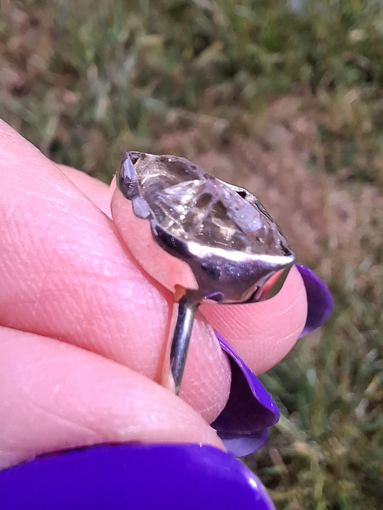 Libyan Desert Glass Ring, size L, 925 Silver, Tektite (Ref: LR18)