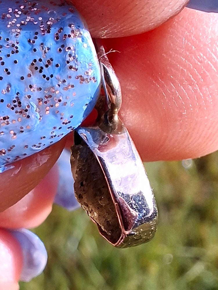 Moldavite Pendant, 925 Silver, Tektite (Ref: P40)