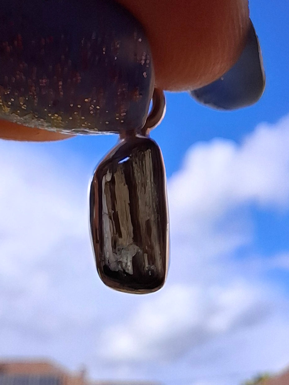 Moldavite Pendant, 925 Silver, Tektite (Ref: P91)