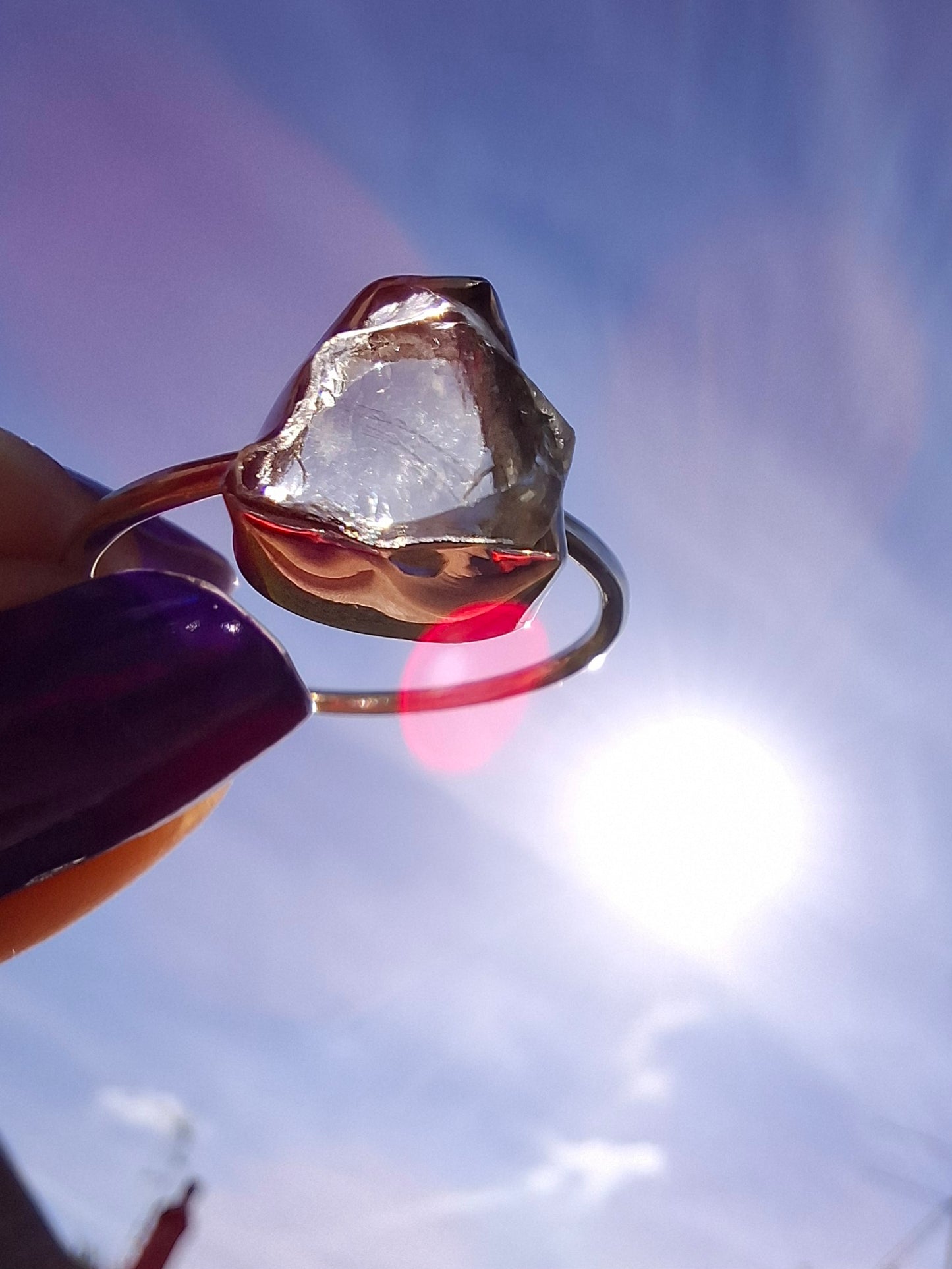 Libyan Desert Glass Ring, size large V, 925 Silver, Tektite (Ref: LR56)
