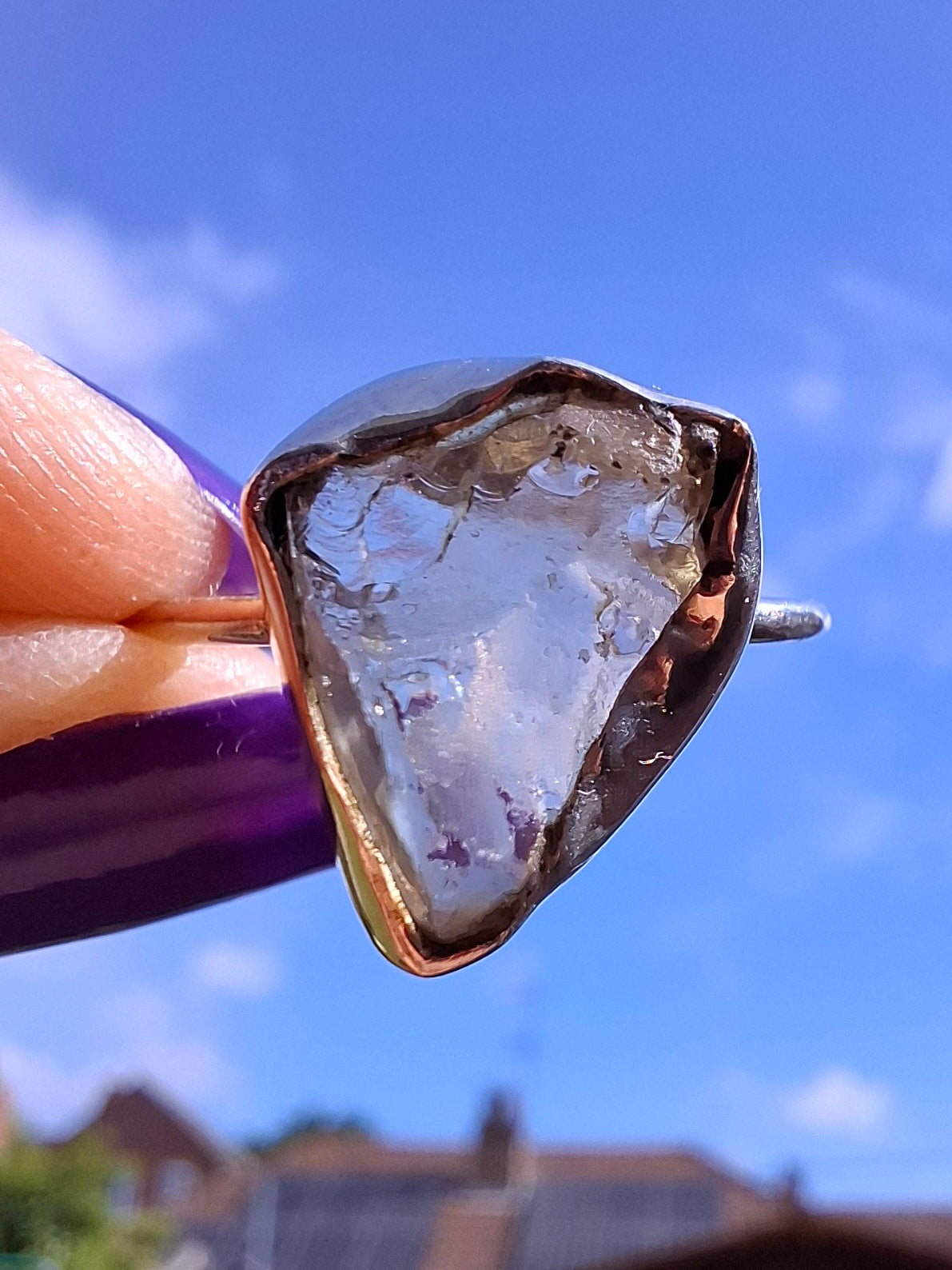 Libyan Desert Glass Ring, size U, 925 Silver, Tektite (Ref: LR52)