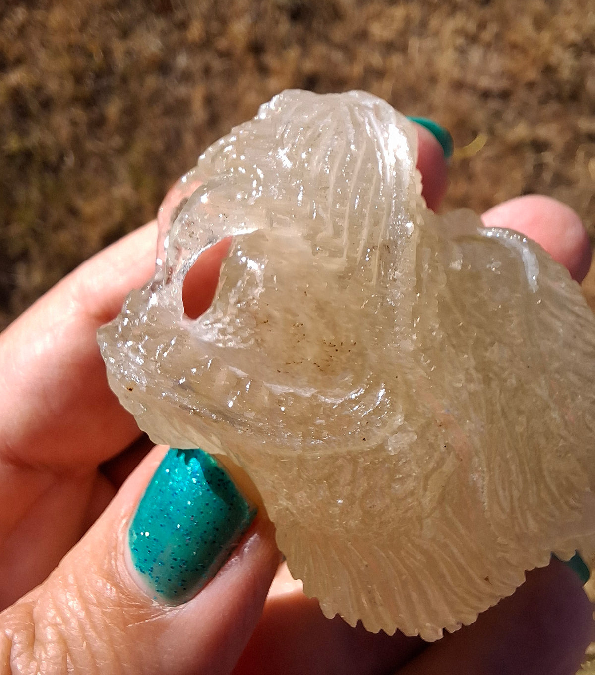 Libyan Desert Glass DRAGON HEAD Carving, 75.84g, Tektite (Ref: Dragon1)