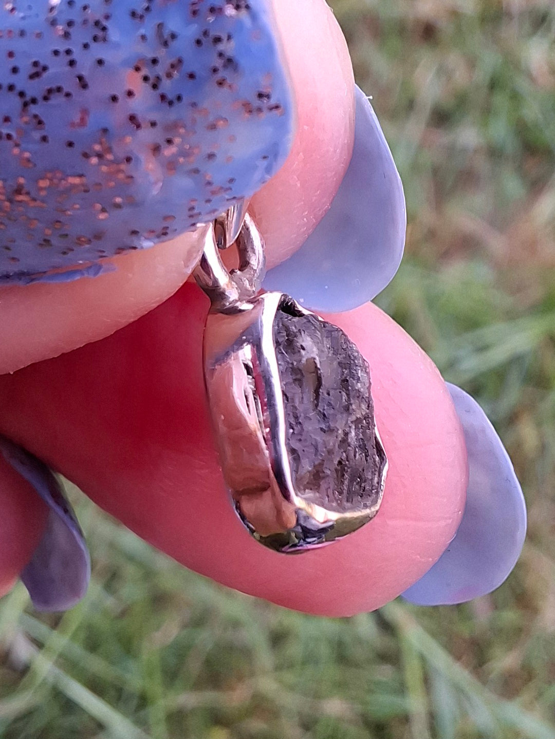 Moldavite Pendant, 925 Silver, Tektite (Ref: P40)