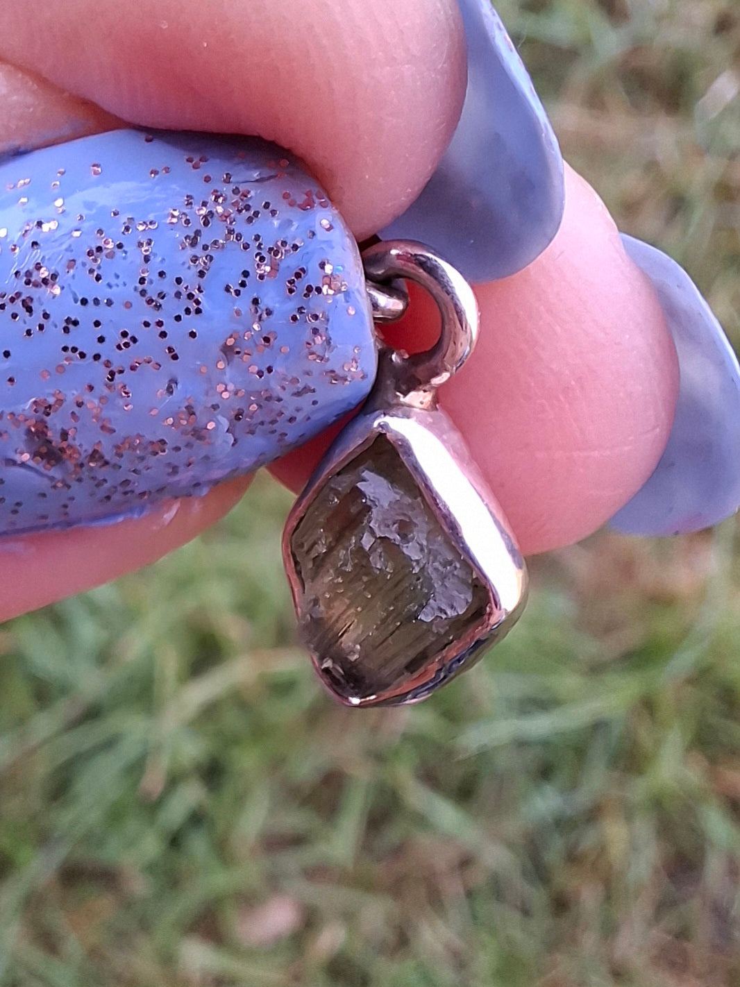 Moldavite Pendant, 925 Silver, Tektite (Ref: P52)