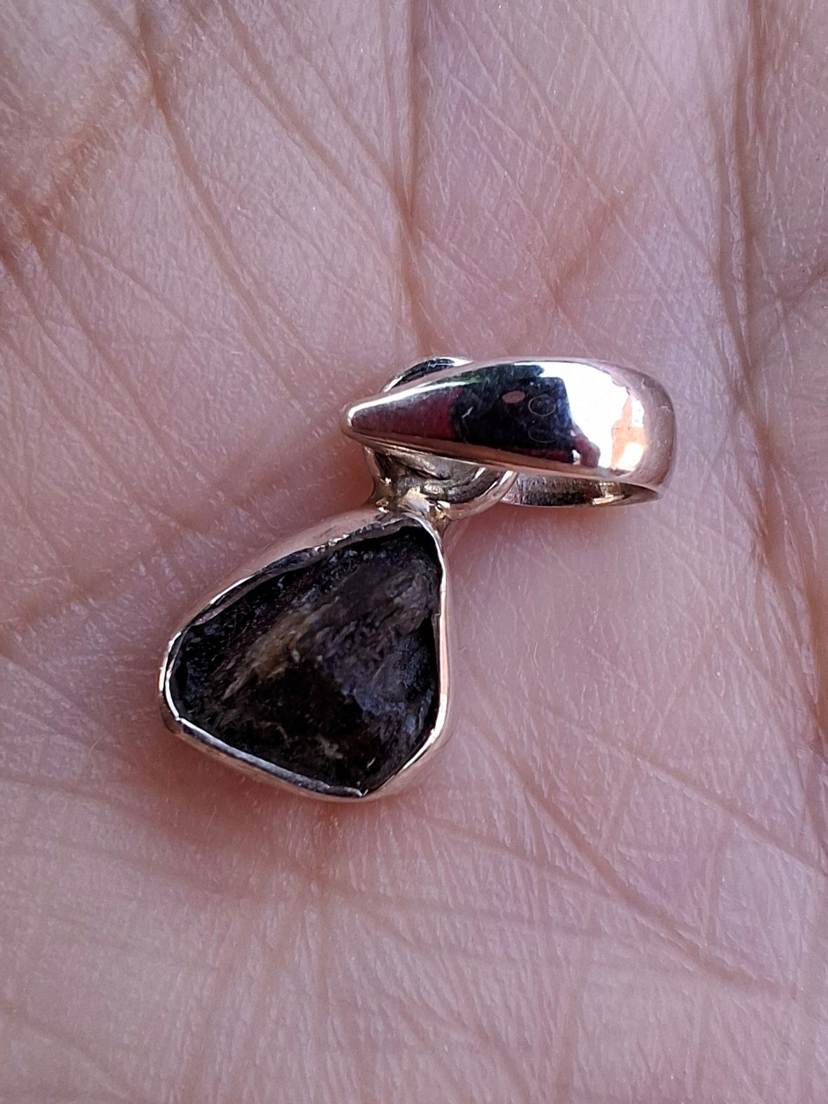 Moldavite Pendant, 925 Silver, Tektite (Ref: P57)