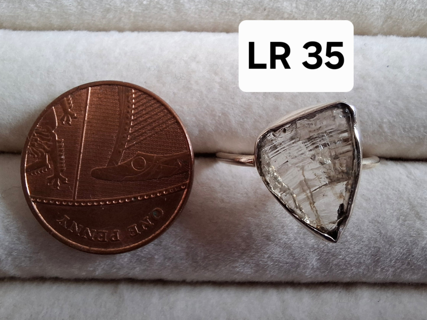 Libyan Desert Glass Ring, size large Q, 925 Silver, Tektite (Ref: LR35)