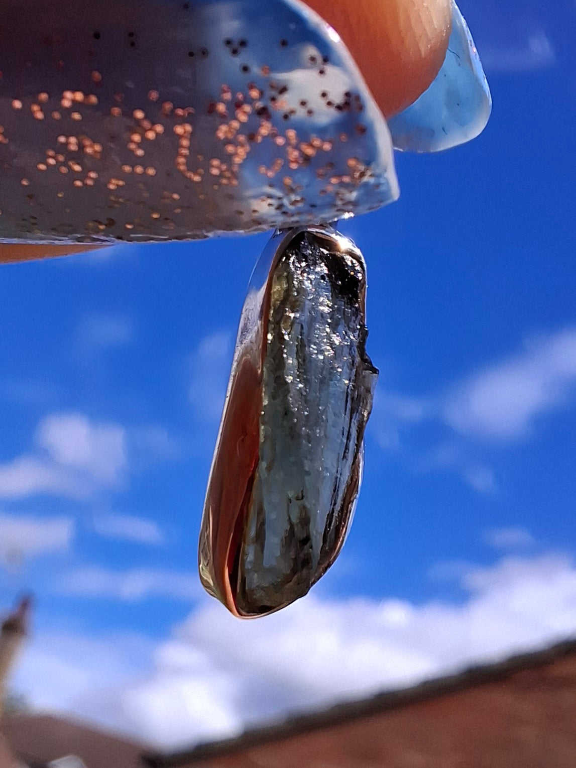 Moldavite Pendant, 925 Silver, Tektite (Ref: P82)