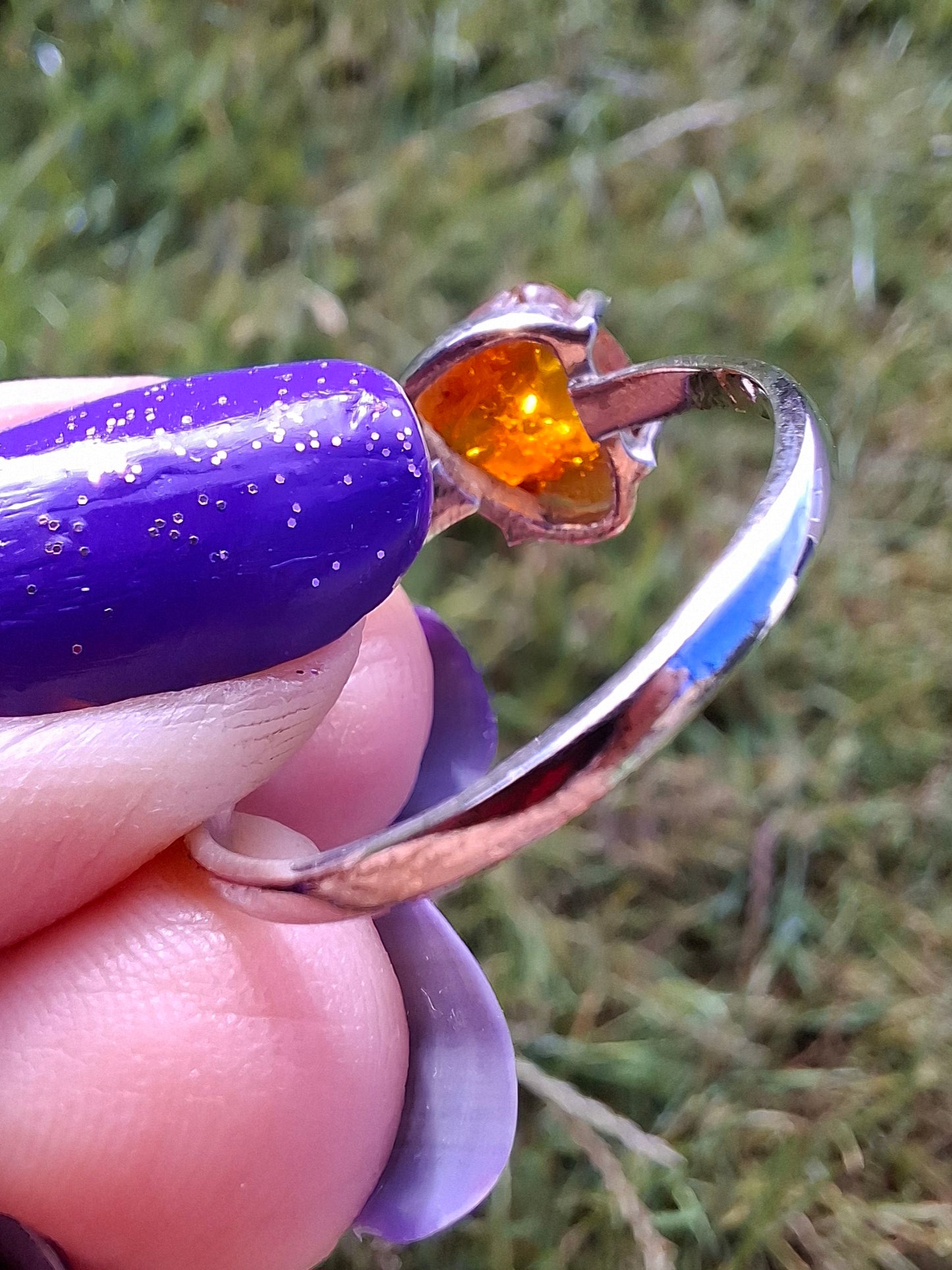 Baltic Amber Ring, size large X, 925 Silver, Fossil (Ref: AR34)