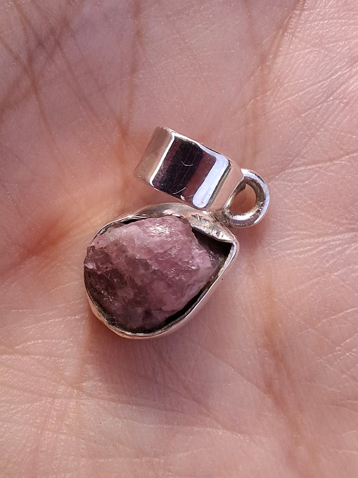 Pink Tourmaline Pendant, 925 Silver, Crystal (Ref: PT85)